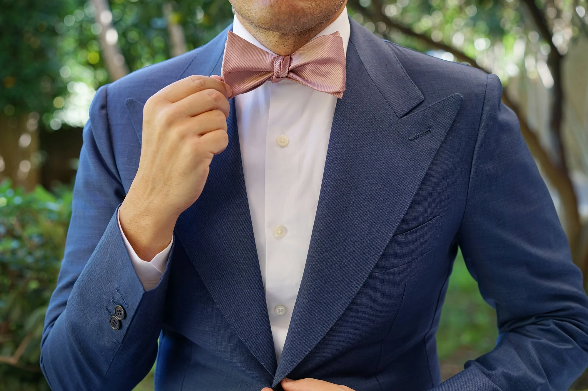 Dusty Rose Vintage Twill Self Bow Tie - Image 6