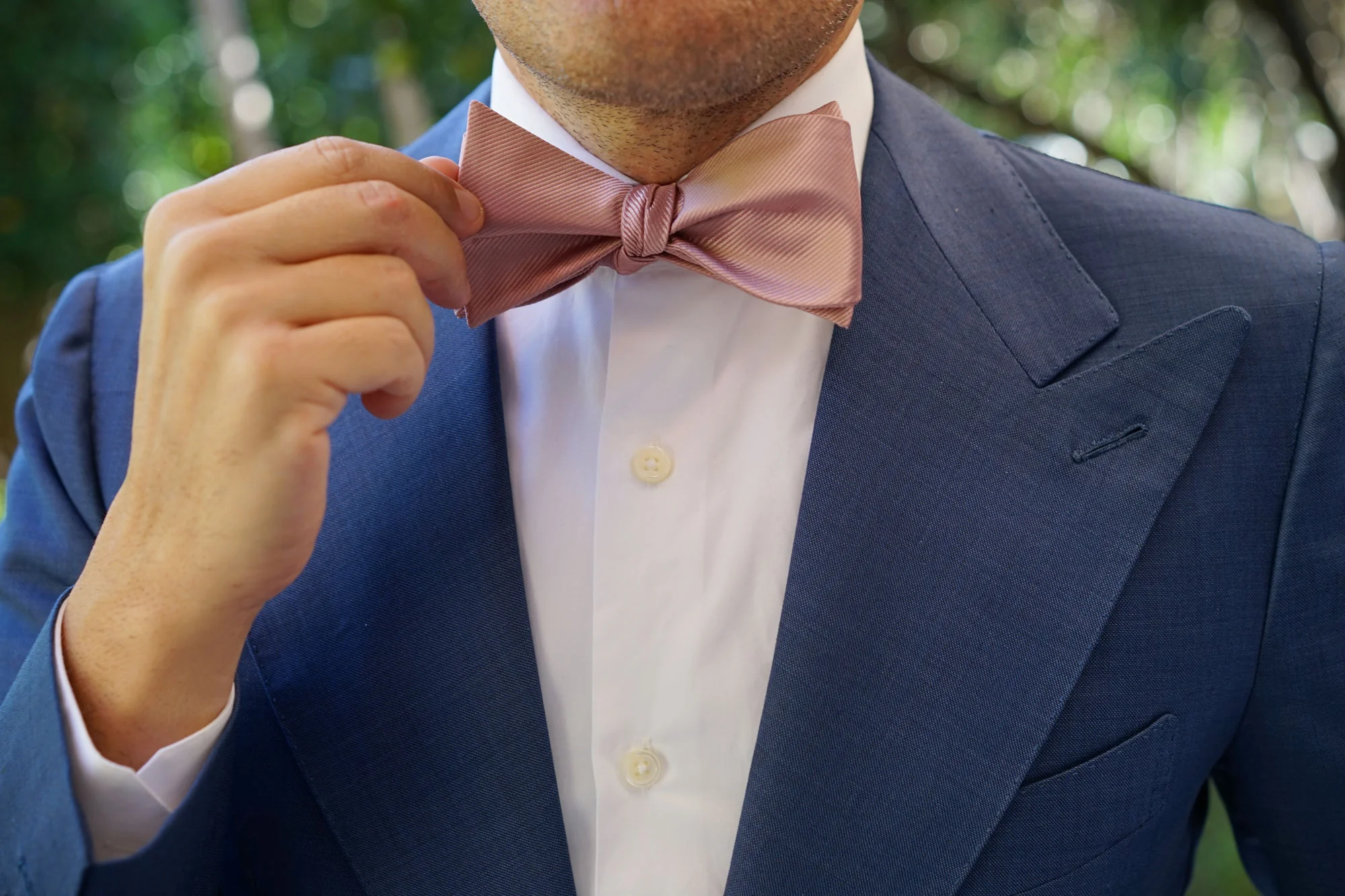 Dusty Rose Vintage Twill Self Bow Tie - Image 7