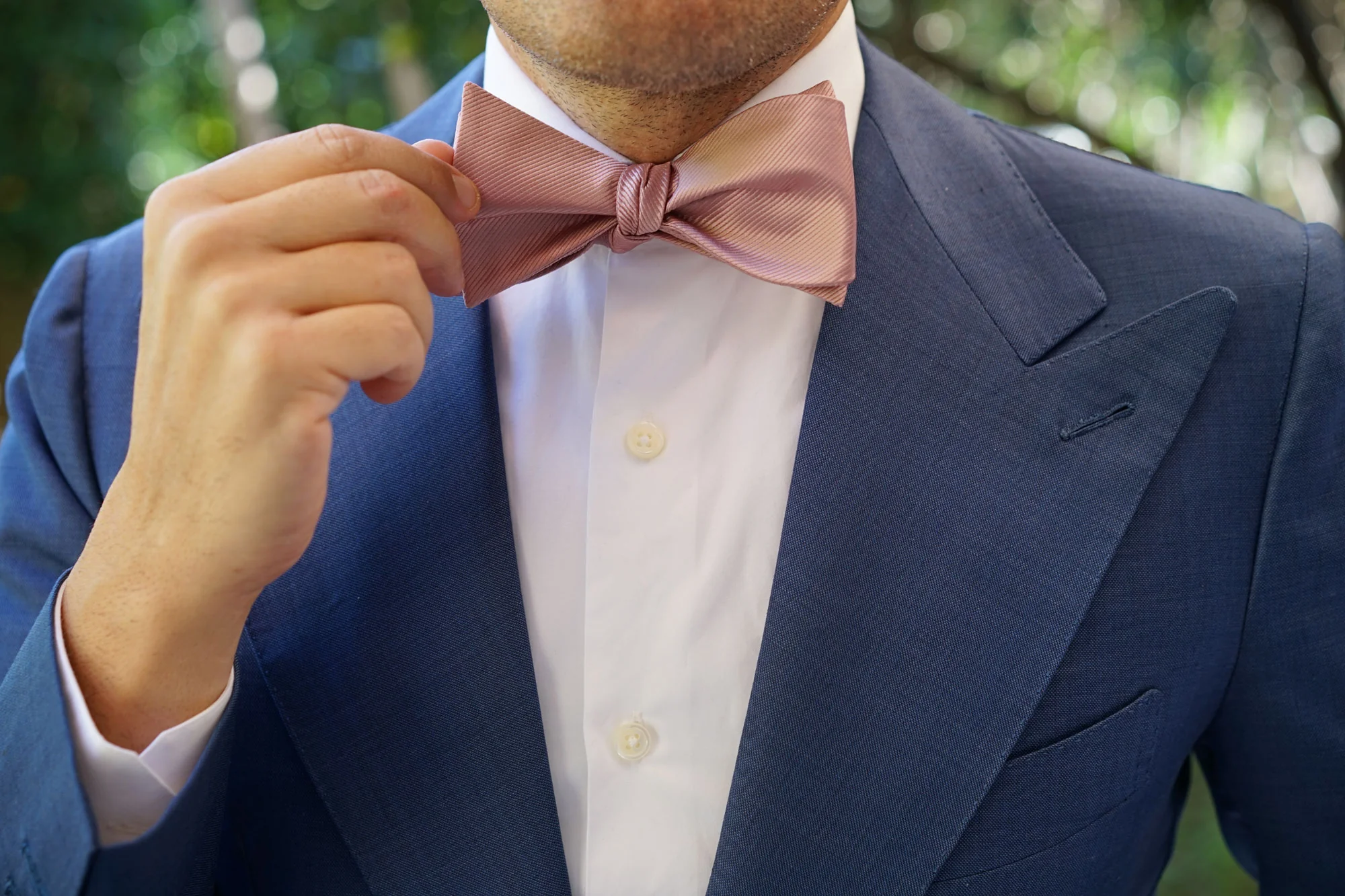 Dusty Rose Vintage Twill Self Bow Tie - Image 9