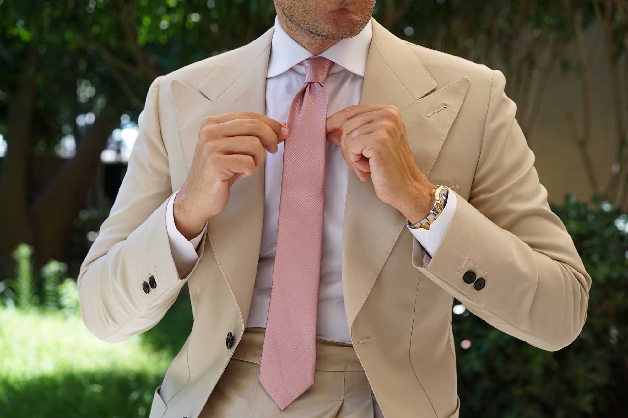 Dusty Rose Vintage Twill Skinny Tie - Image 10