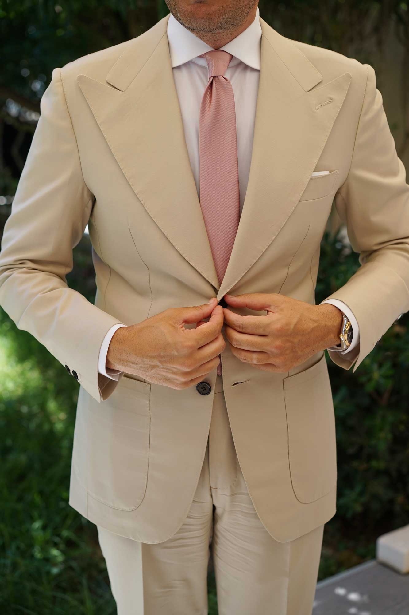 Dusty Rose Vintage Twill Skinny Tie - Image 11
