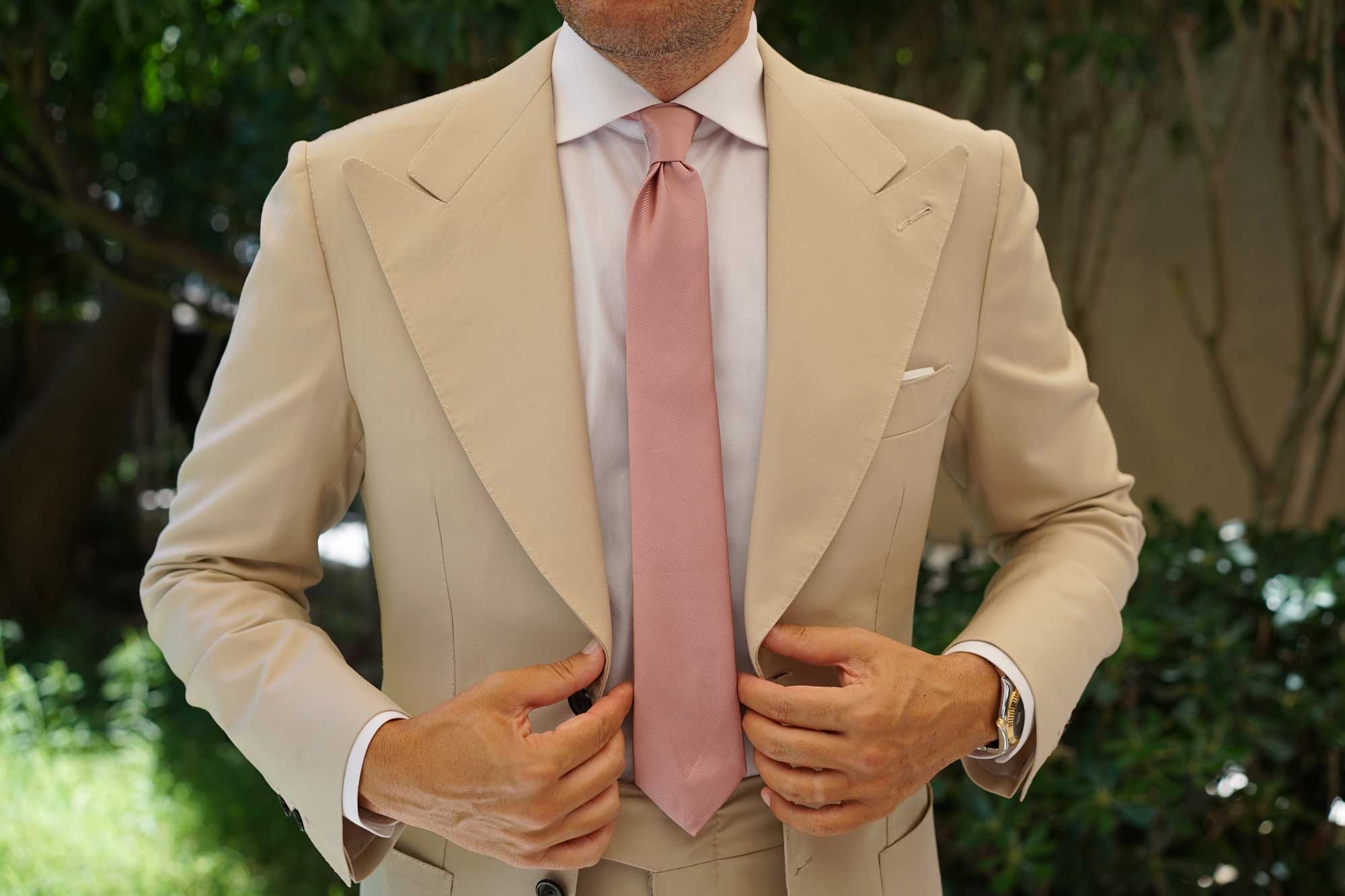 Dusty Rose Vintage Twill Skinny Tie - Image 4