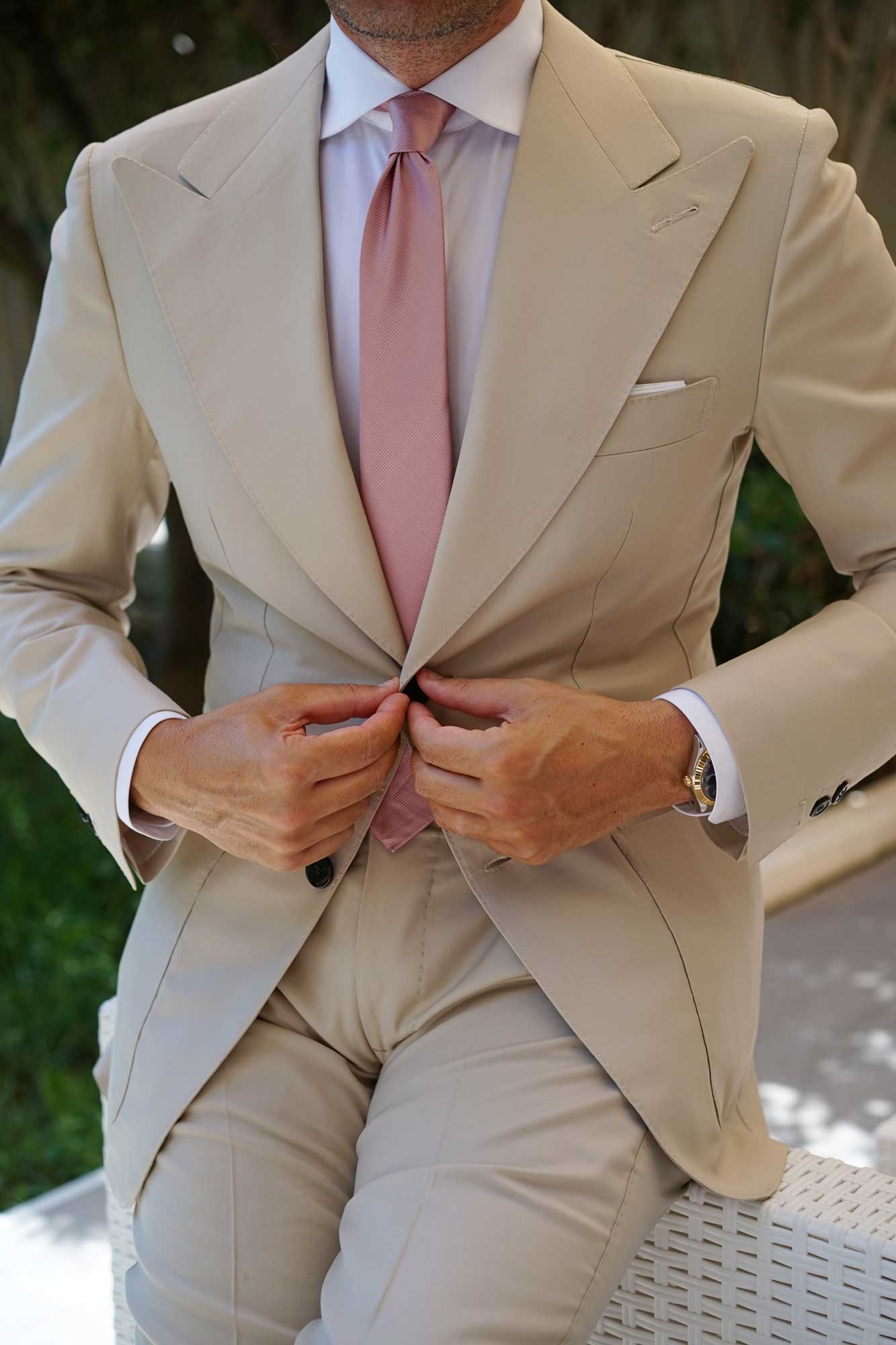 Dusty Rose Vintage Twill Skinny Tie - Image 7