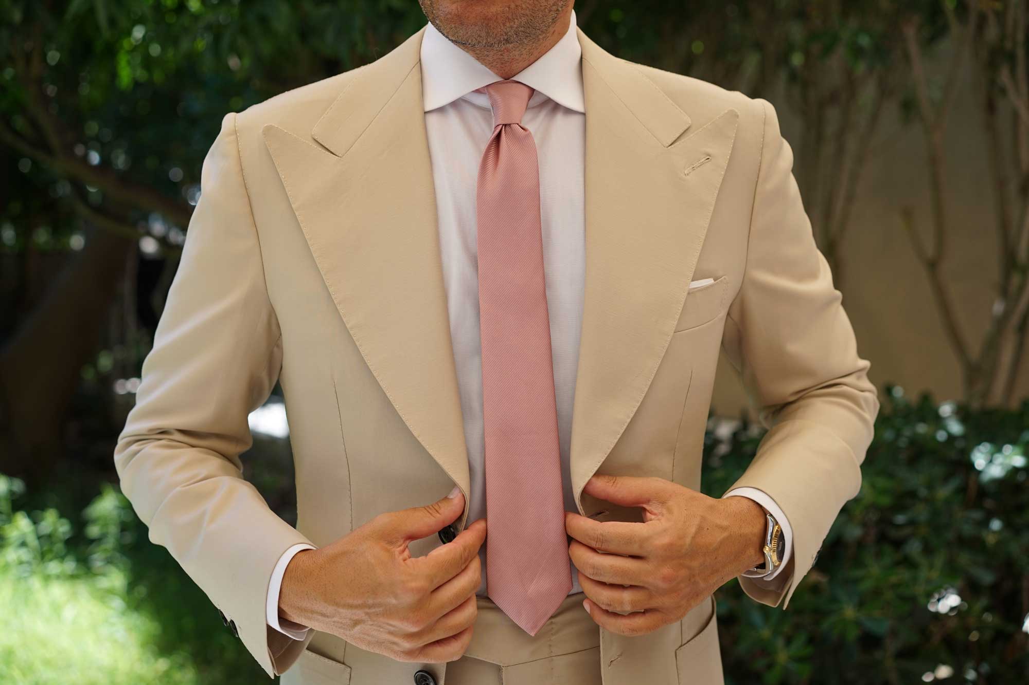 Dusty Rose Vintage Twill Skinny Tie - Image 8
