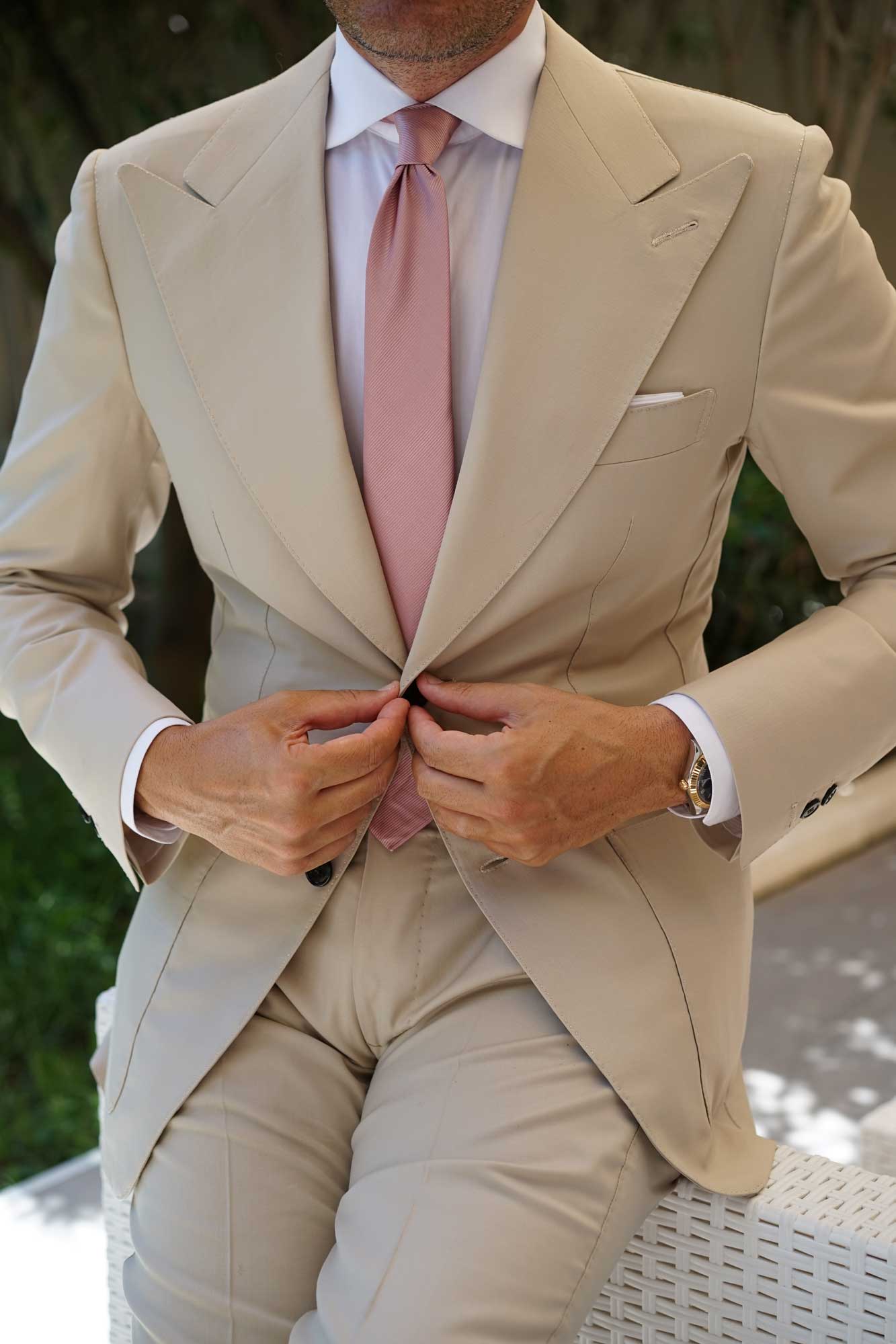 Dusty Rose Vintage Twill Skinny Tie - Image 9