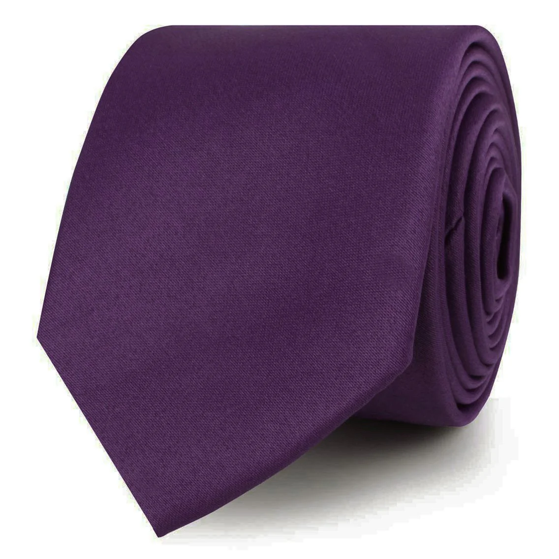 Eggplant Purple Satin Skinny Tie - Image 2