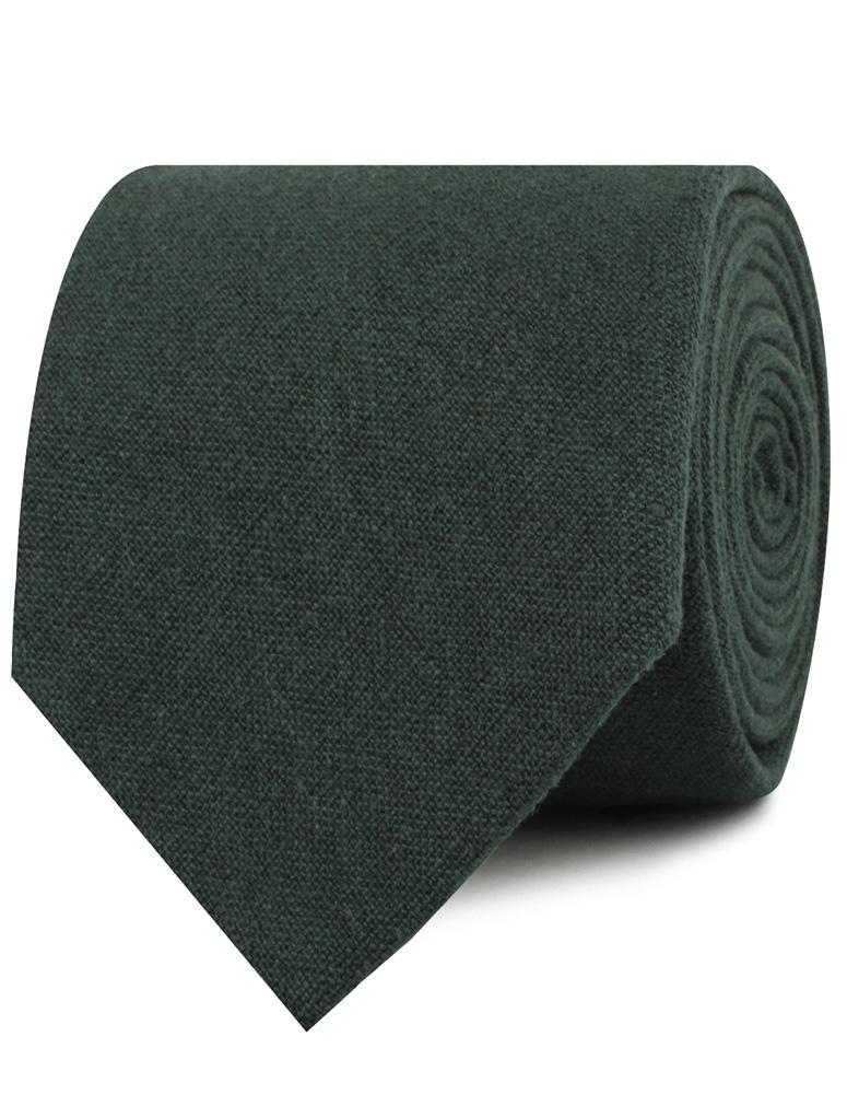 Emerald Dark Green Linen Necktie - Image 2