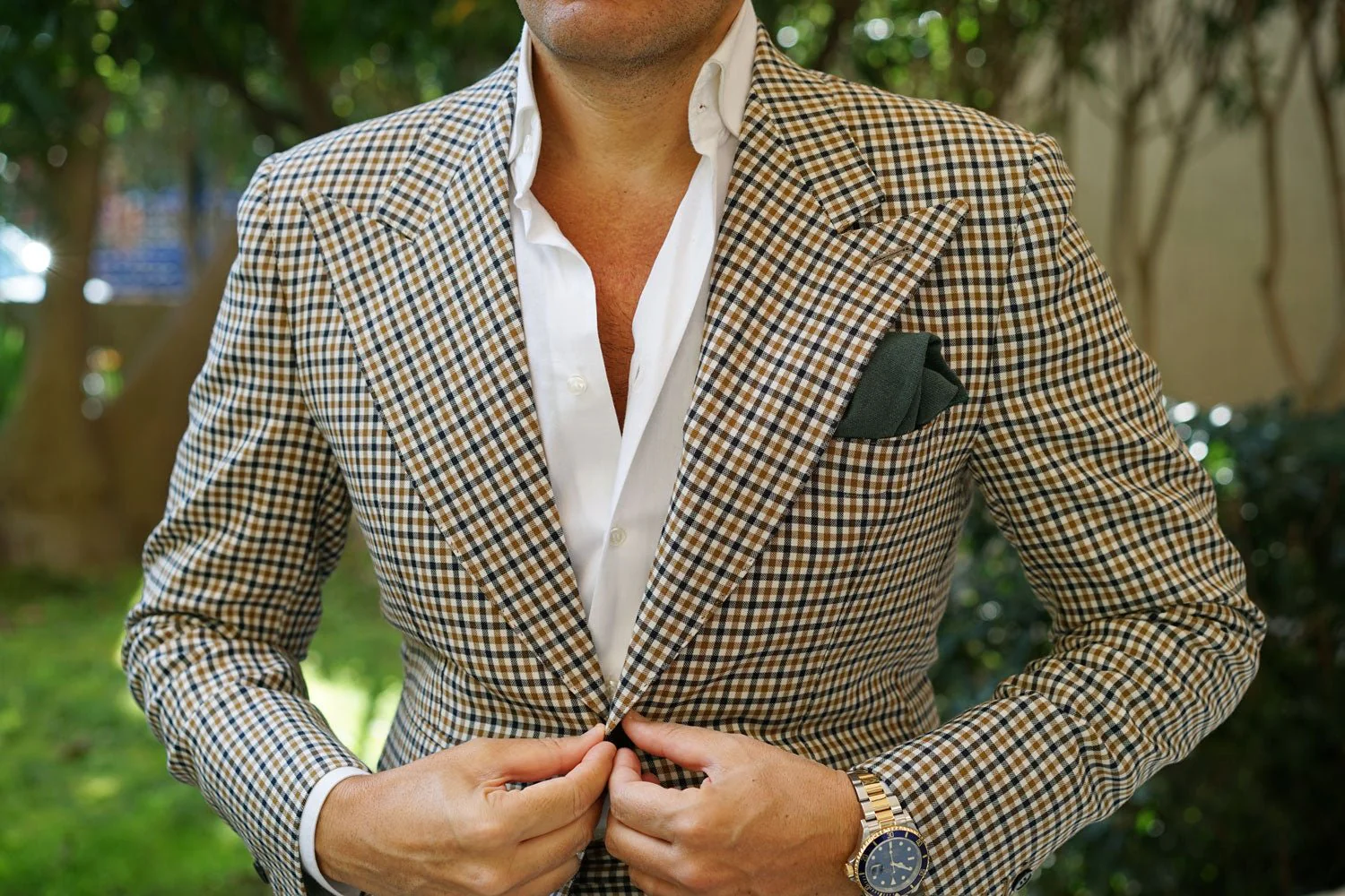 Emerald Dark Green Linen Pocket Square - Image 3