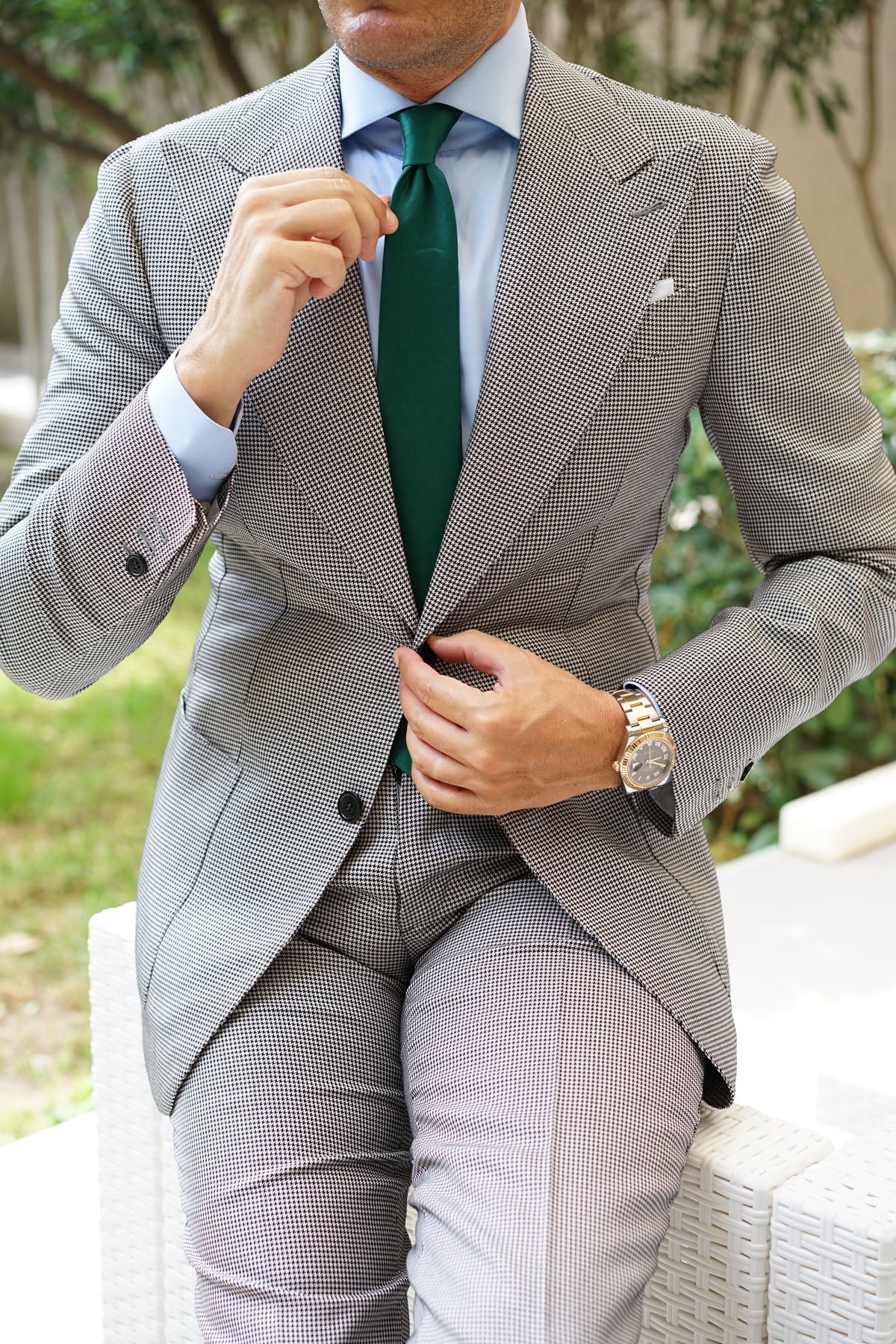Emerald Green Cotton Skinny Tie - Image 12