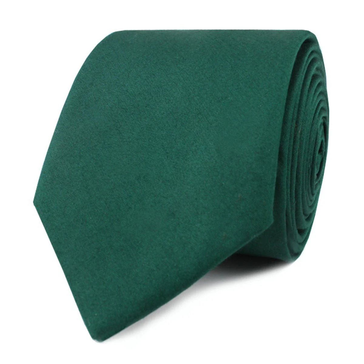 Emerald Green Cotton Skinny Tie - Image 2
