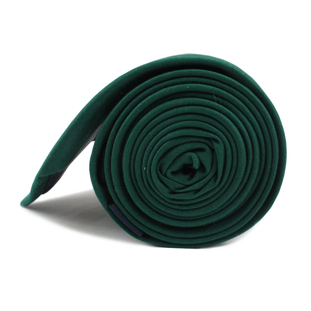 Emerald Green Cotton Skinny Tie - Image 3