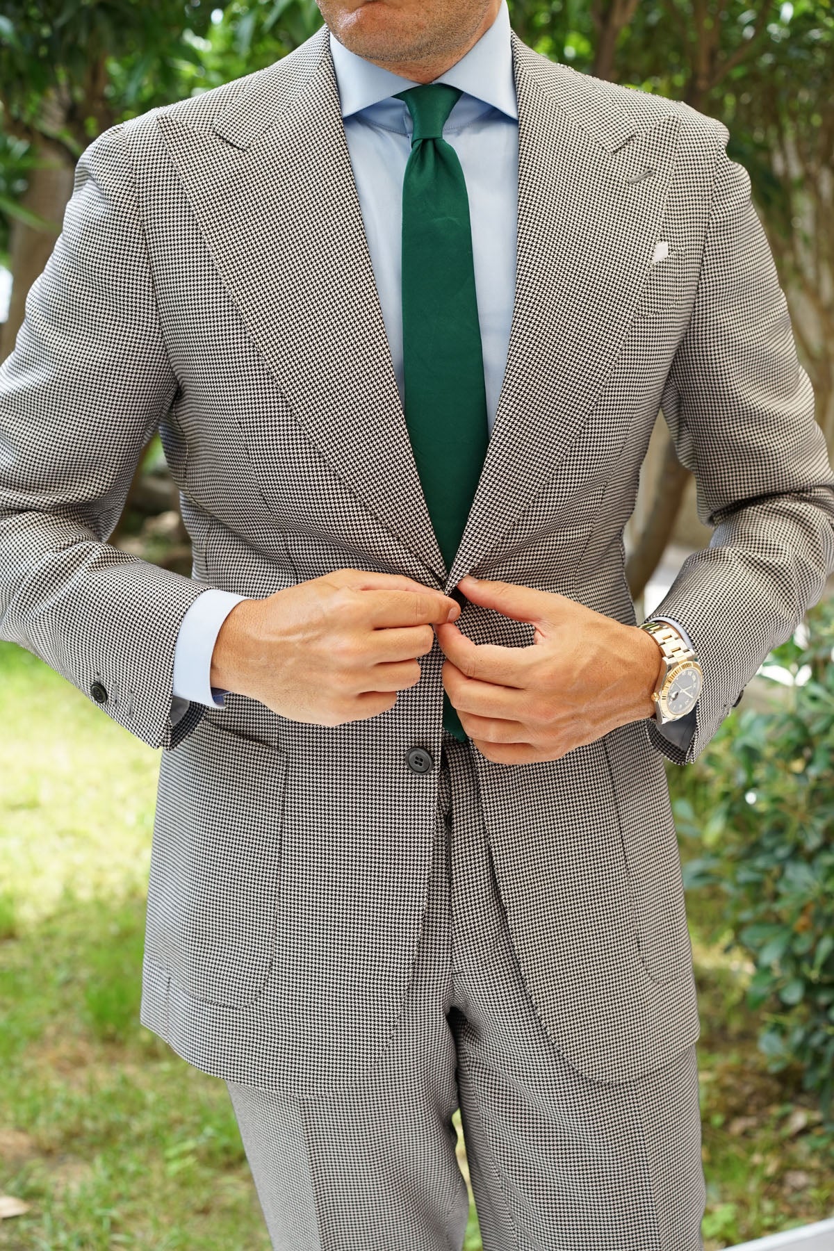 Emerald Green Cotton Skinny Tie - Image 7