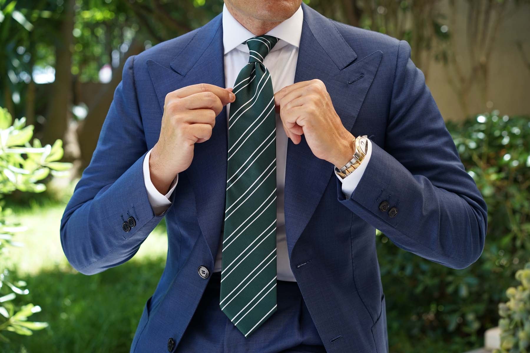 Emerald Green Double Stripe Necktie - Image 10