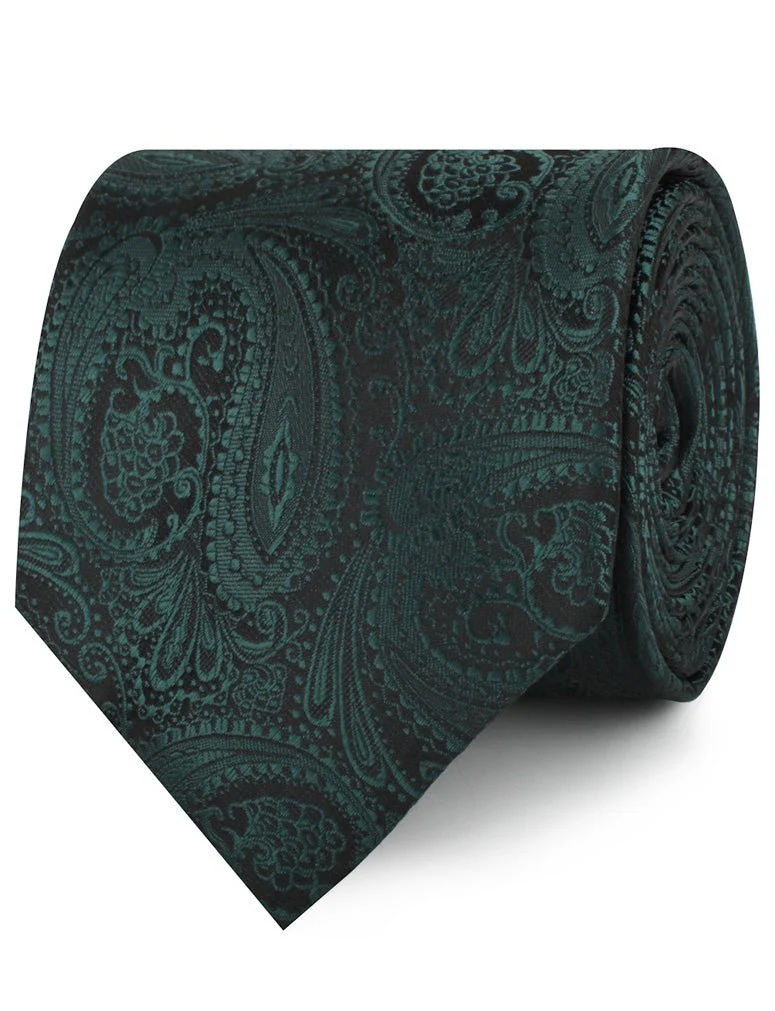 Emerald Green Paisley Necktie - Image 2