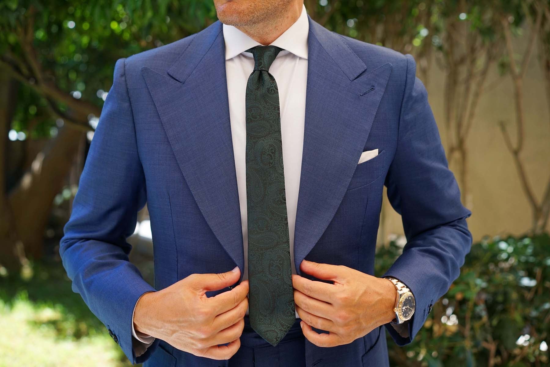 Emerald Green Paisley Skinny Tie - Image 4