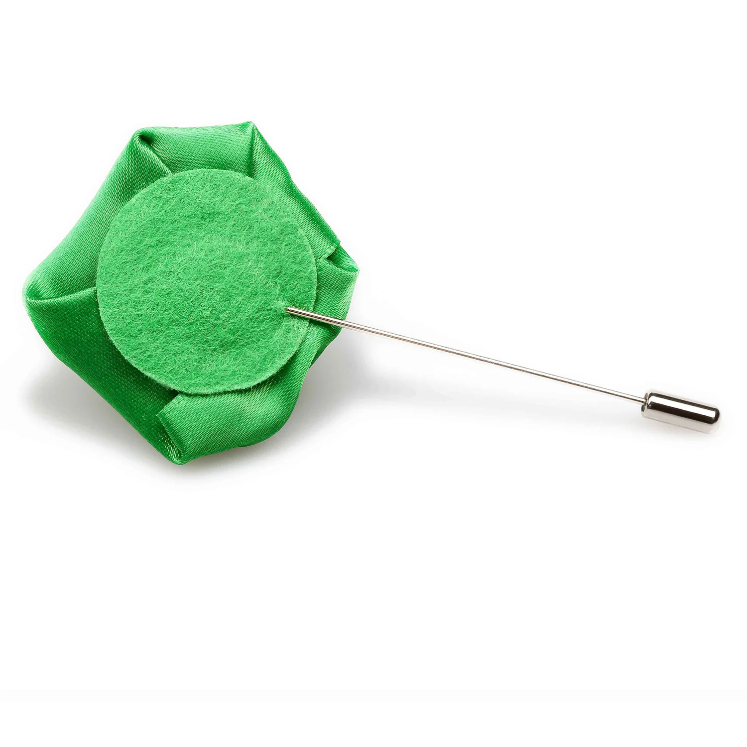 Emerald Green Satin Rose Lapel Pin - Image 2