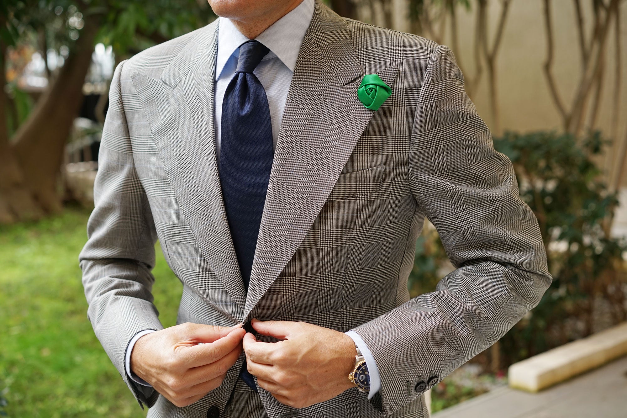 Emerald Green Satin Rose Lapel Pin - Image 6