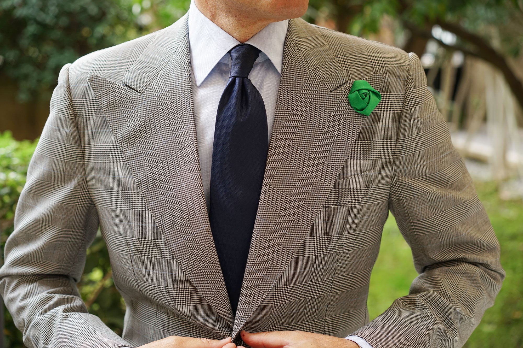 Emerald Green Satin Rose Lapel Pin - Image 7