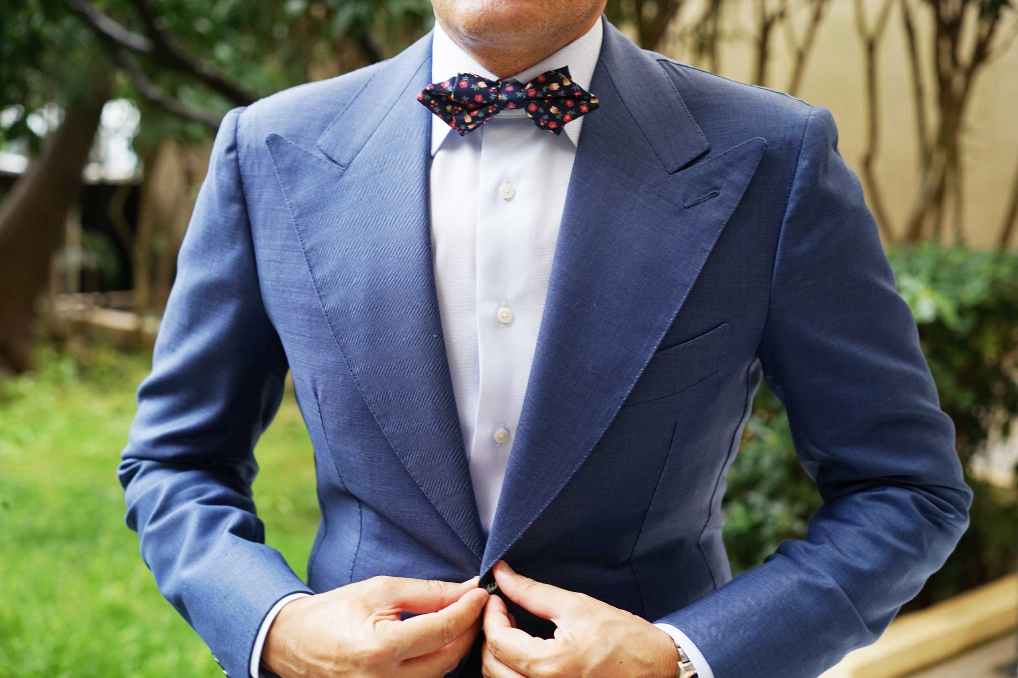 English Dahlias Floral Diamond Bow Tie - Image 3