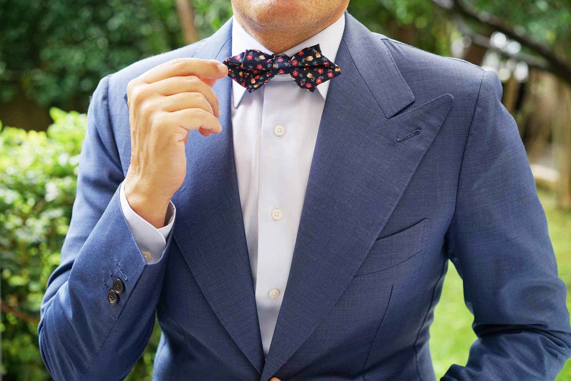 English Dahlias Floral Diamond Bow Tie - Image 7