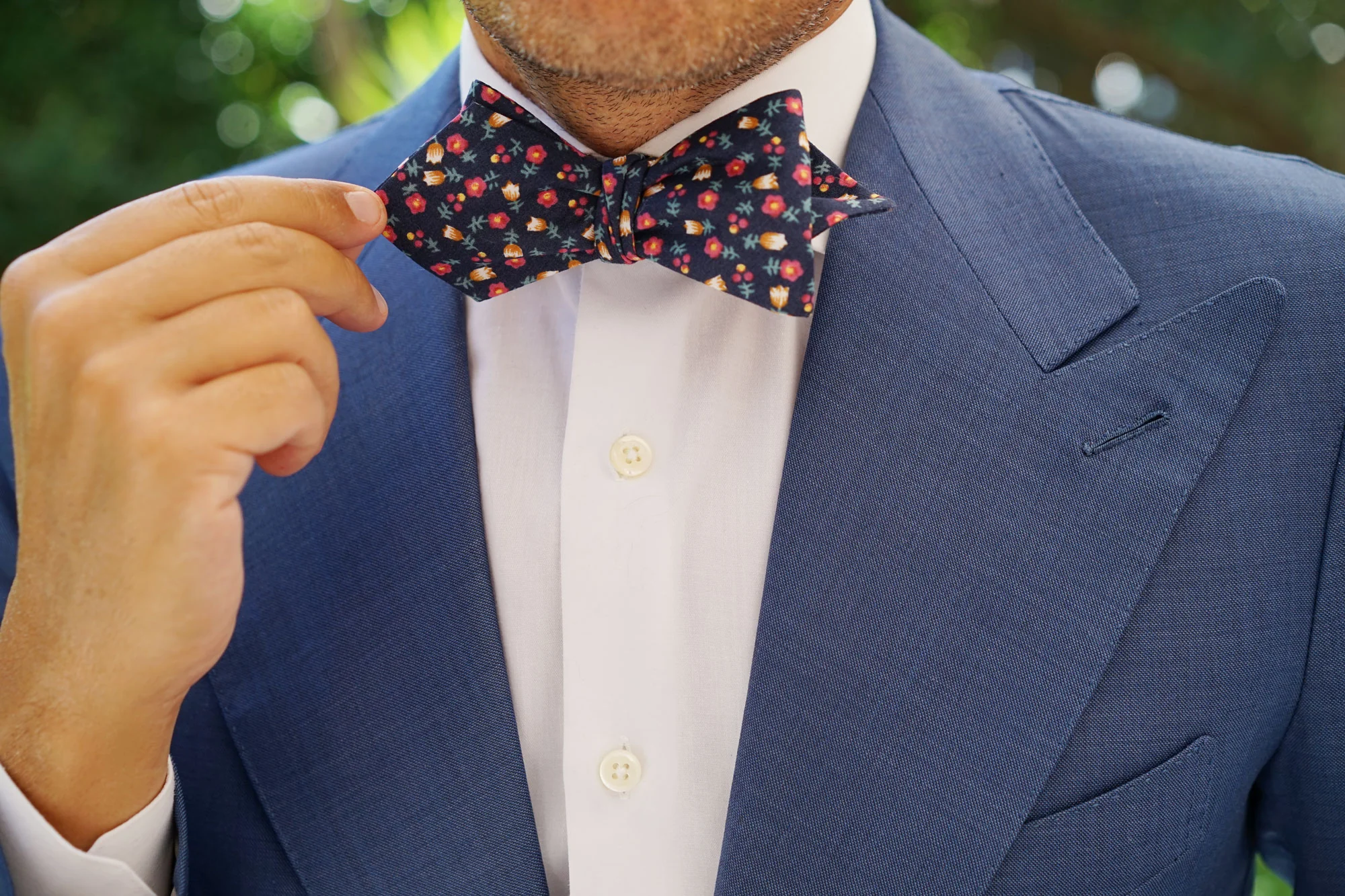 English Dahlias Floral Diamond Self Bow Tie - Image 10