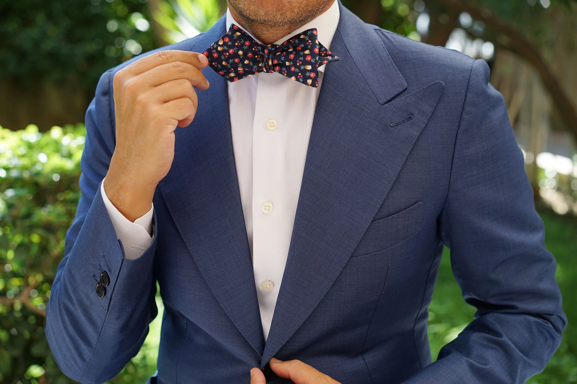 English Dahlias Floral Diamond Self Bow Tie - Image 7