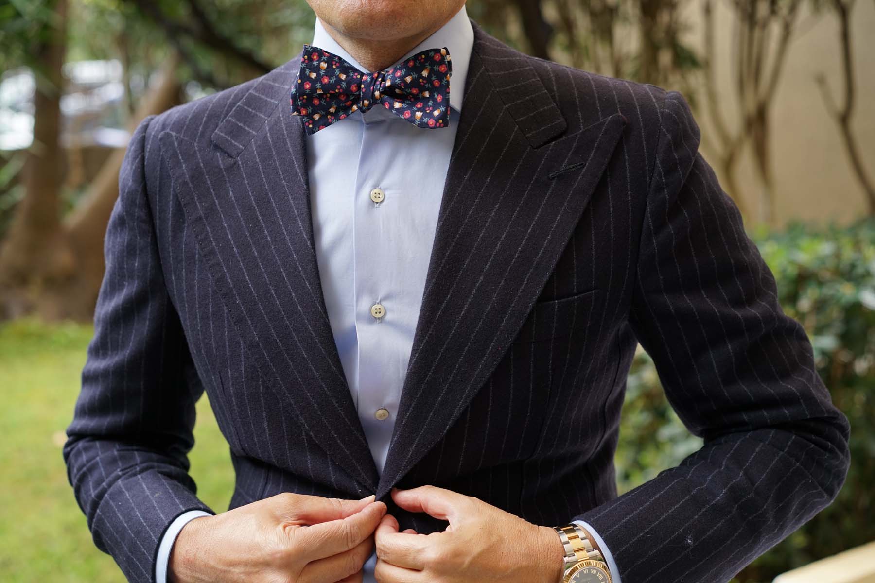 English Dahlias Floral Self Bow Tie - Image 4