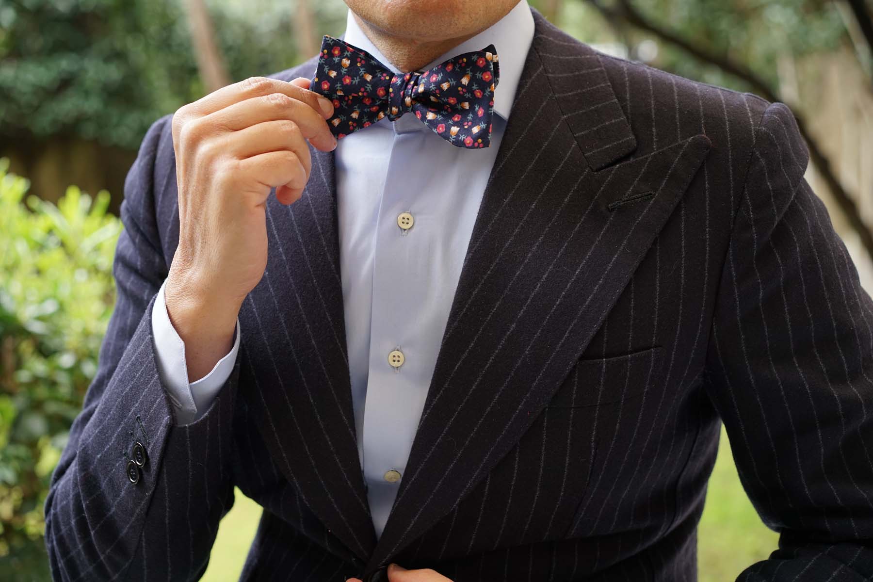 English Dahlias Floral Self Bow Tie - Image 6