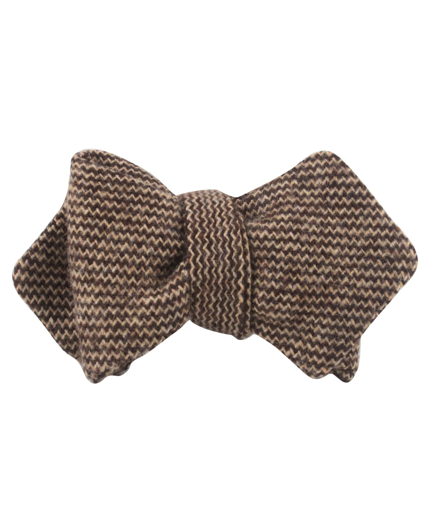 Espresso Brown Zigzag Wool Diamond Self Bow Tie - Image 2