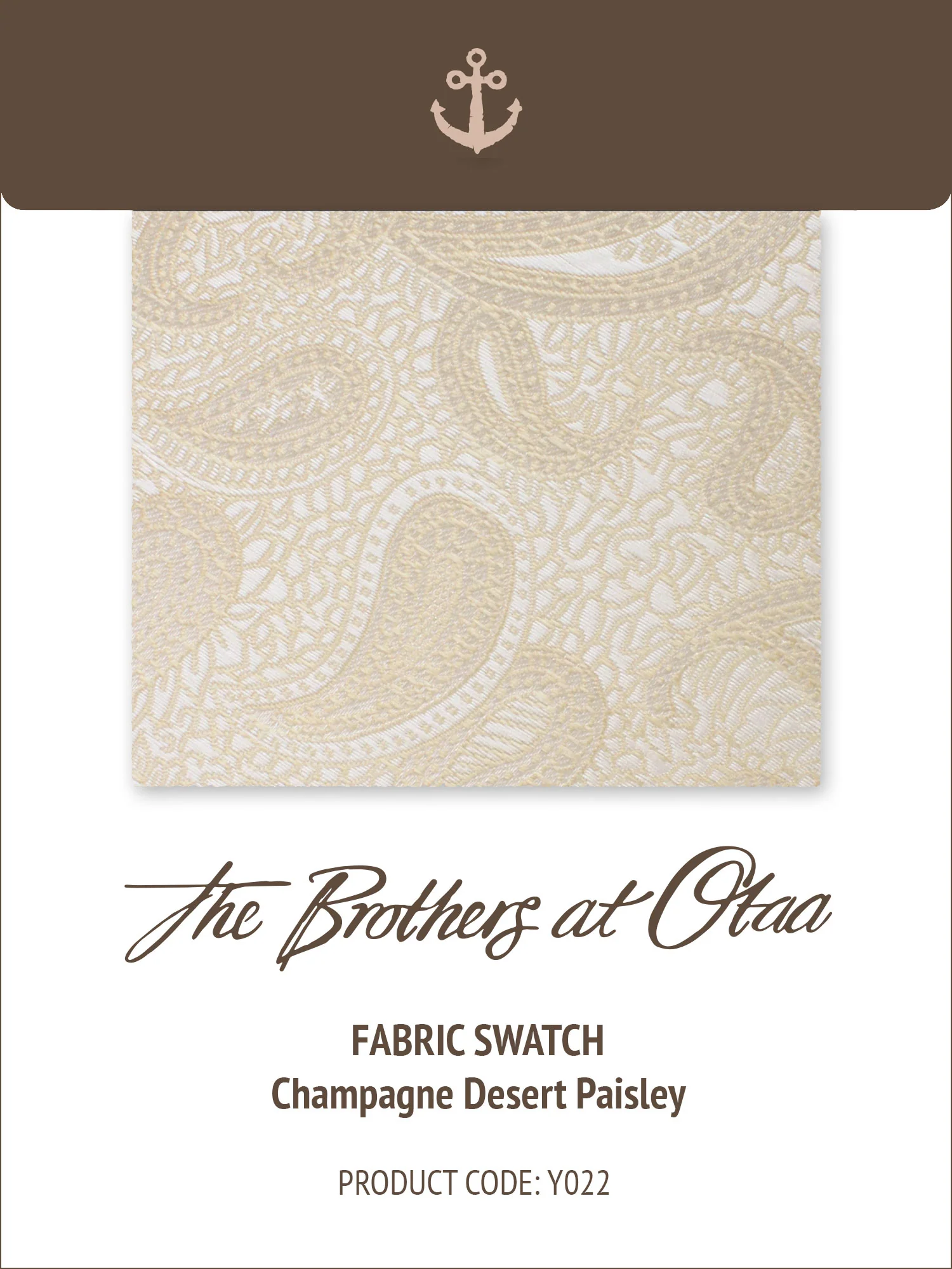 Fabric Swatch (Y022) - Champagne Desert Paisley
