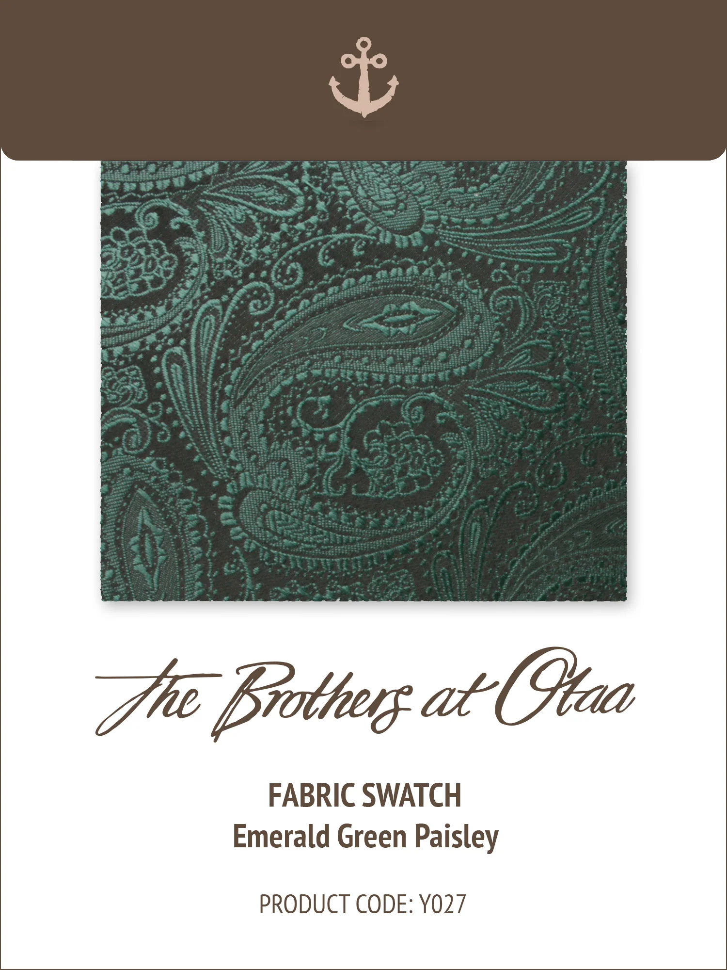 Fabric Swatch (Y027) - Emerald Green Paisley