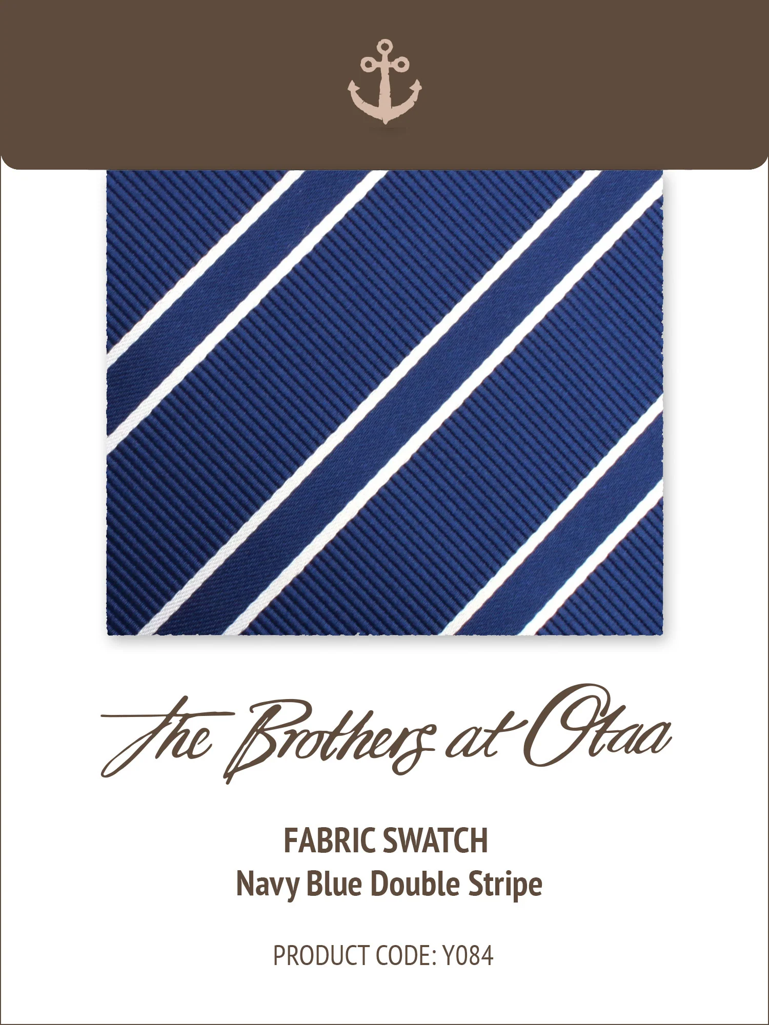 Fabric Swatch (Y084) - Navy Blue Double Stripe