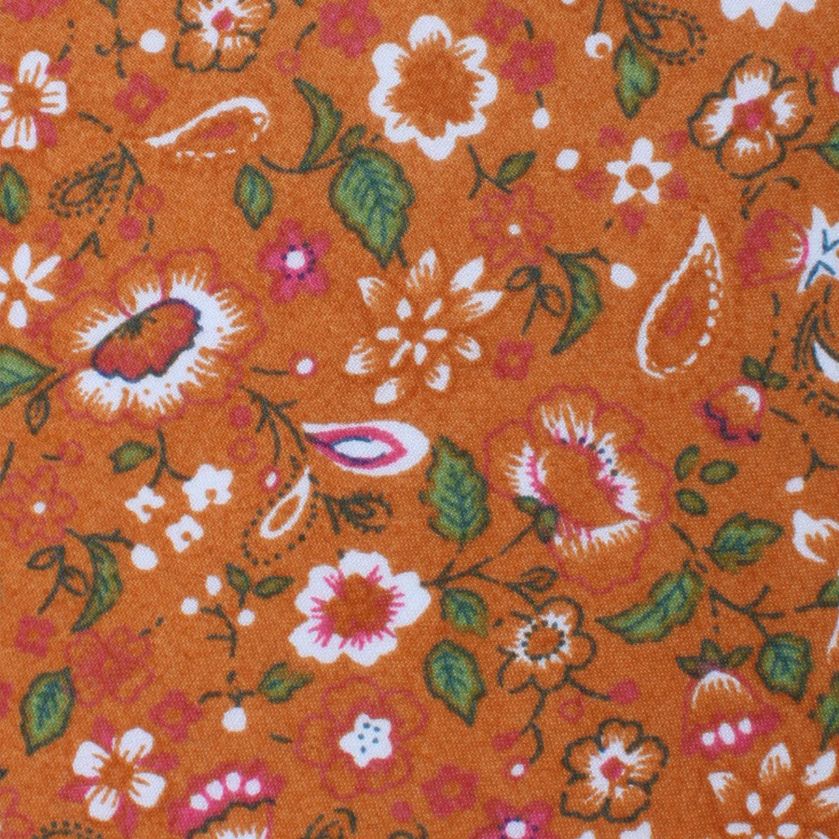 Fabric Swatch (Y271) - Terracotta Orange Floral - Image 2
