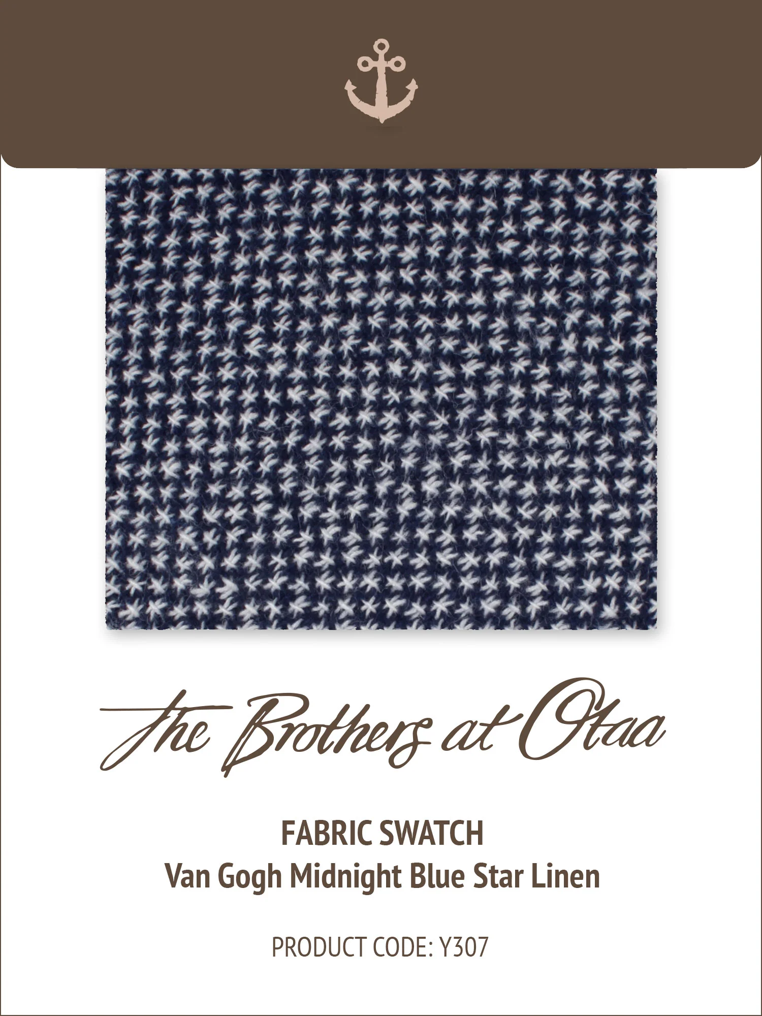 Fabric Swatch (Y307) - Van Gogh Midnight Blue Star Linen