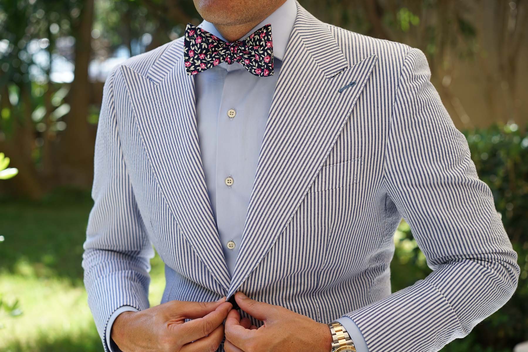 Fijian Floral Self Bow Tie - Image 4