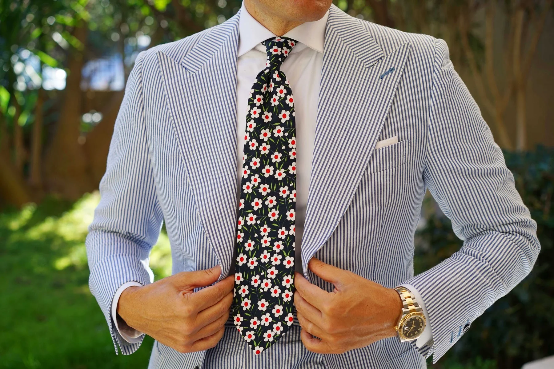 Fijian Midnight Floral Necktie - Image 4