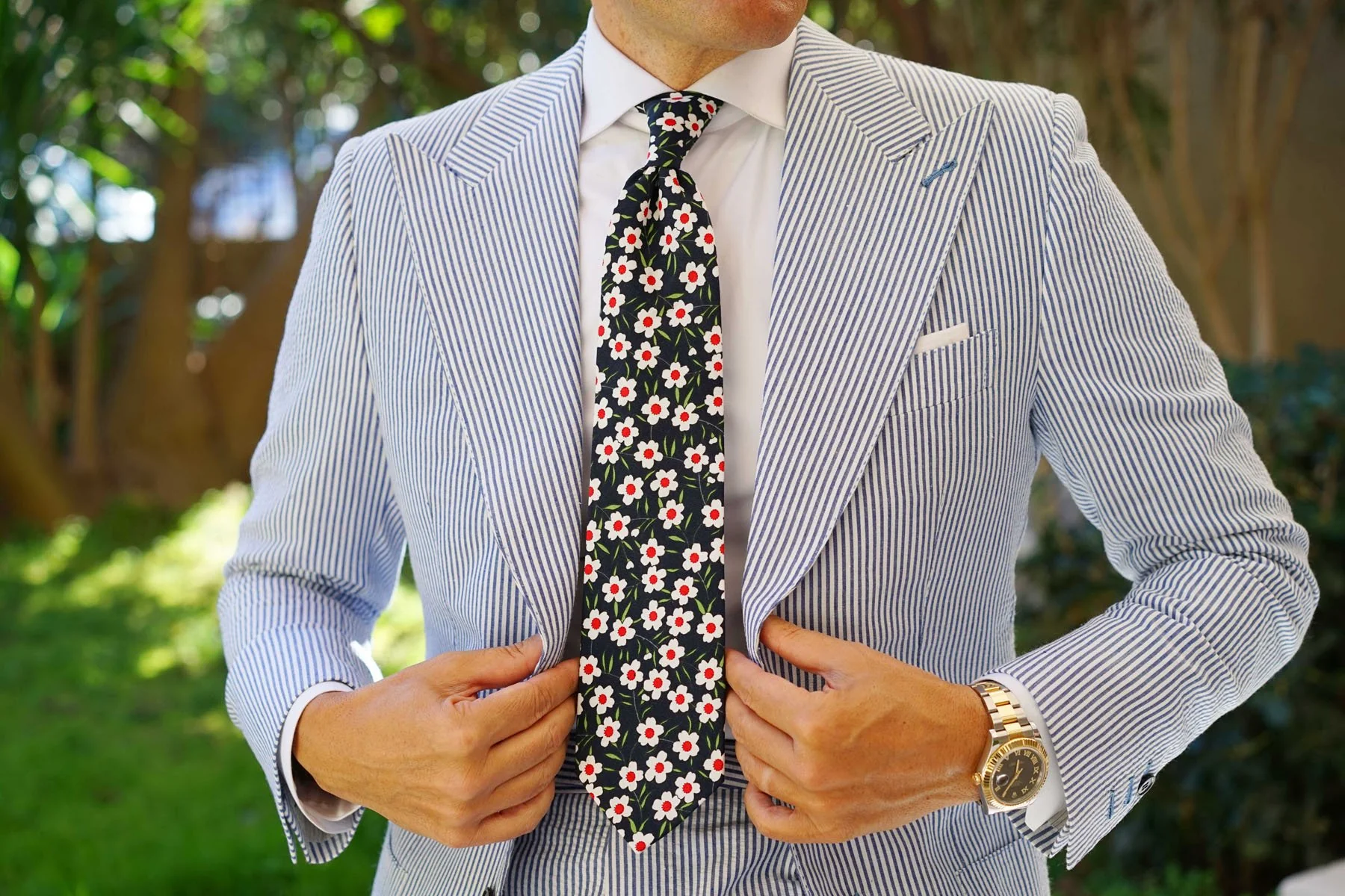 Fijian Midnight Floral Necktie - Image 7