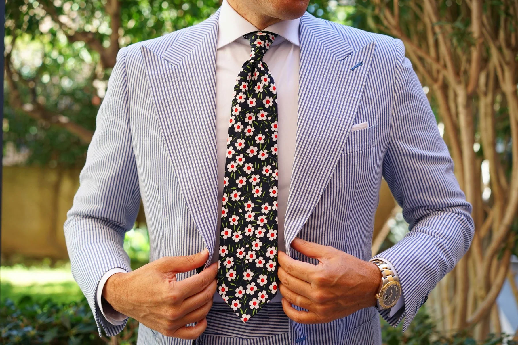 Fijian Midnight Floral Necktie - Image 9