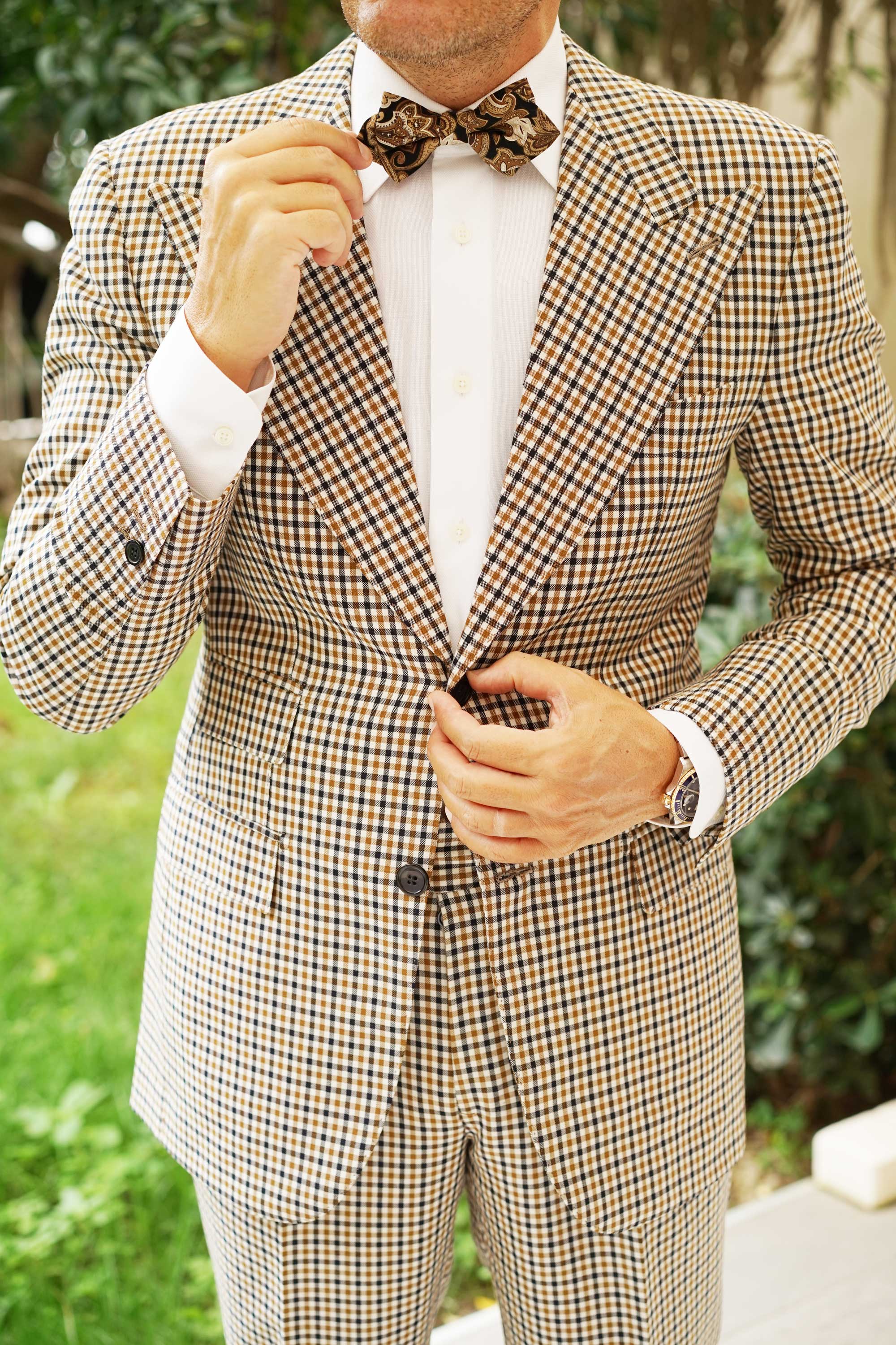 Filicudi Brown Paisley Diamond Bow Tie - Image 4