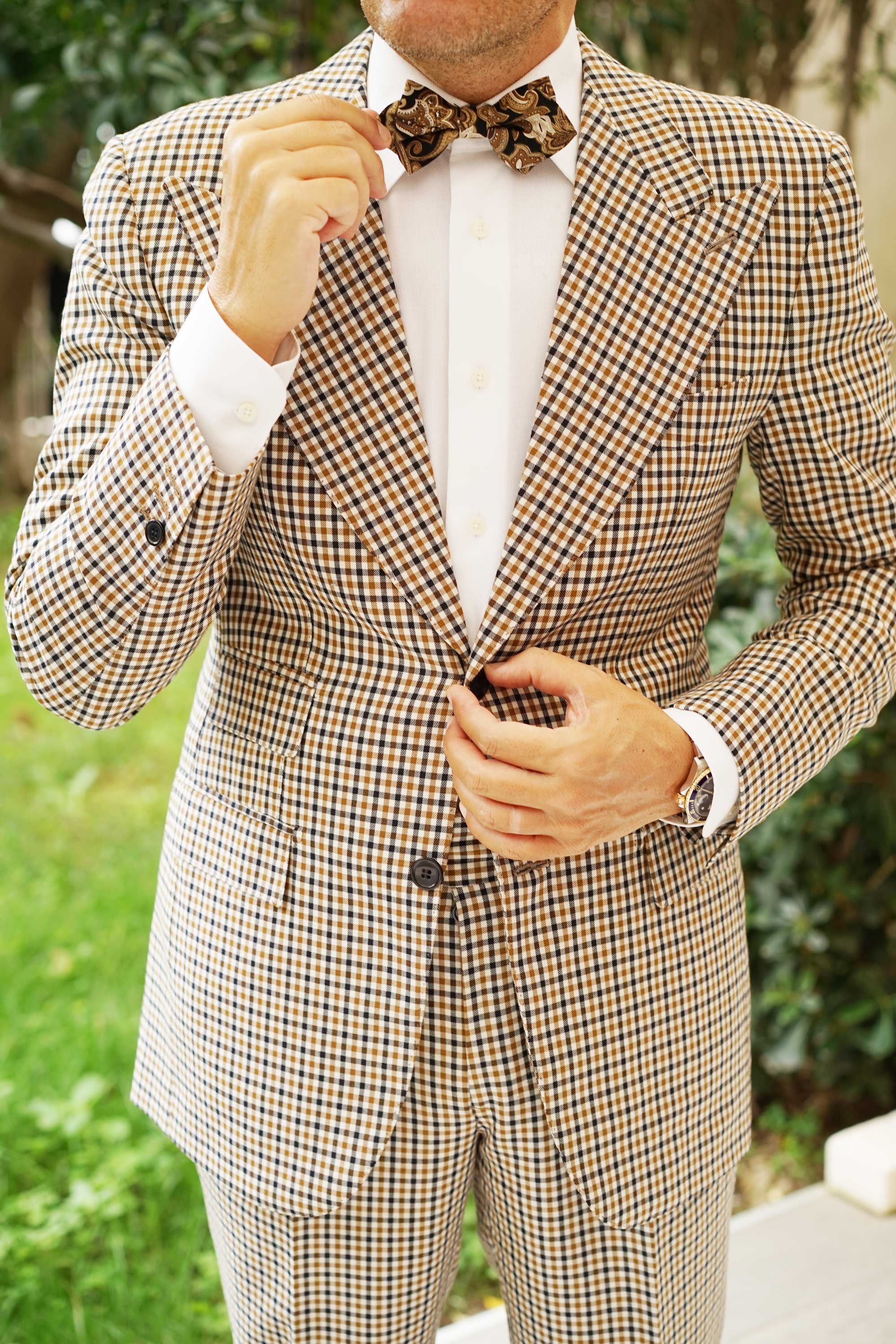 Filicudi Brown Paisley Diamond Bow Tie - Image 5