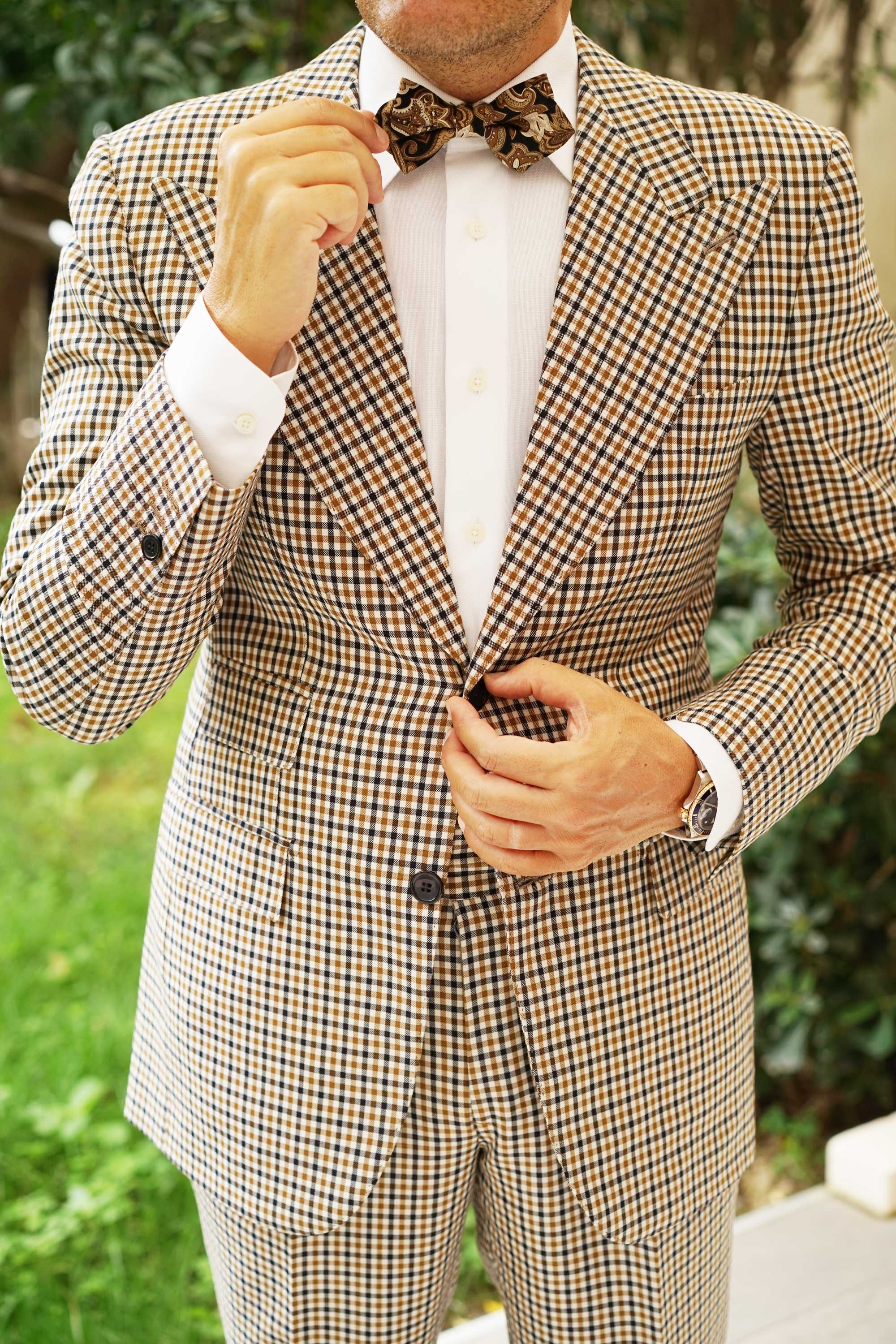 Filicudi Brown Paisley Diamond Bow Tie - Image 6