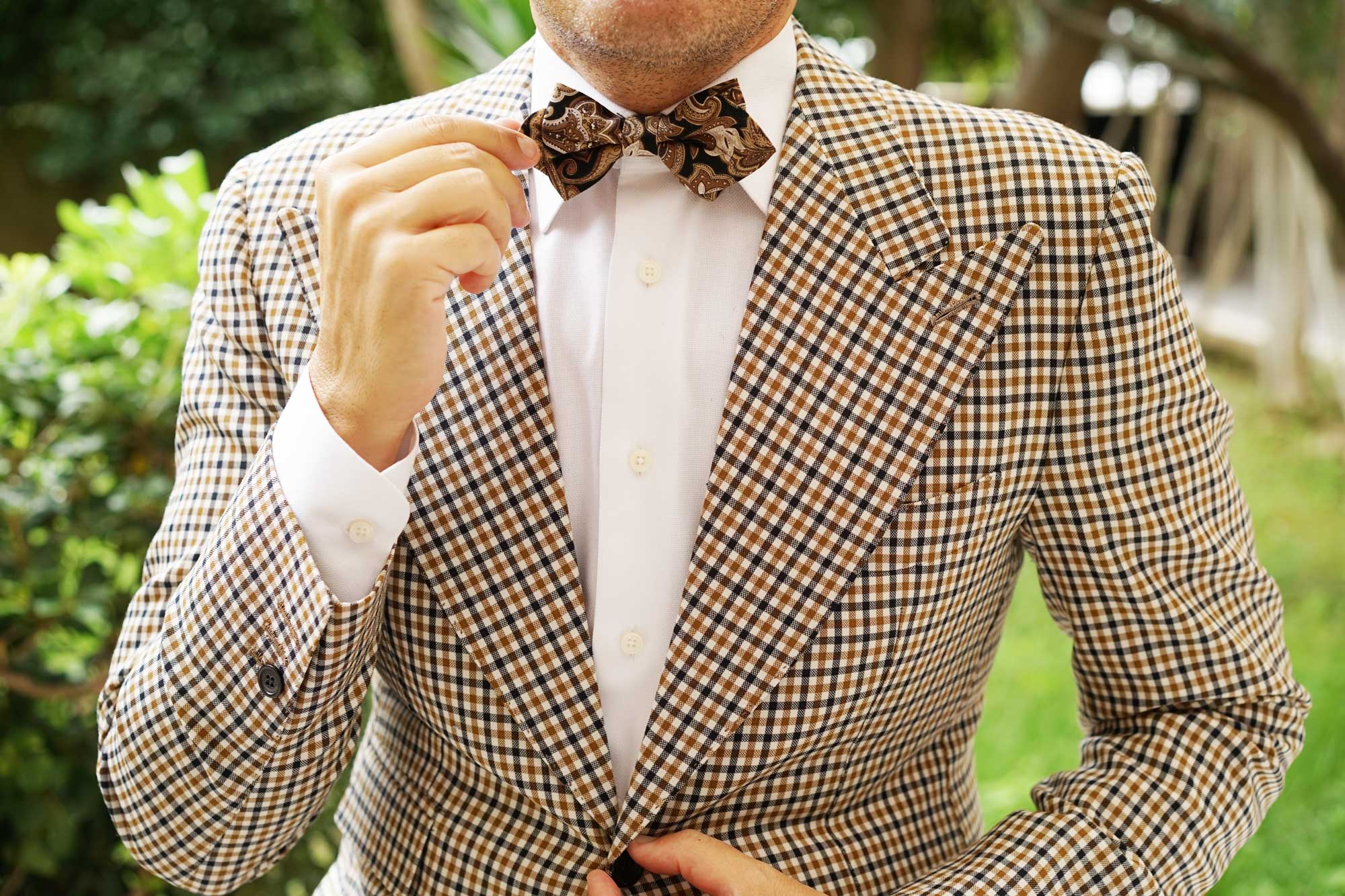 Filicudi Brown Paisley Diamond Bow Tie - Image 7