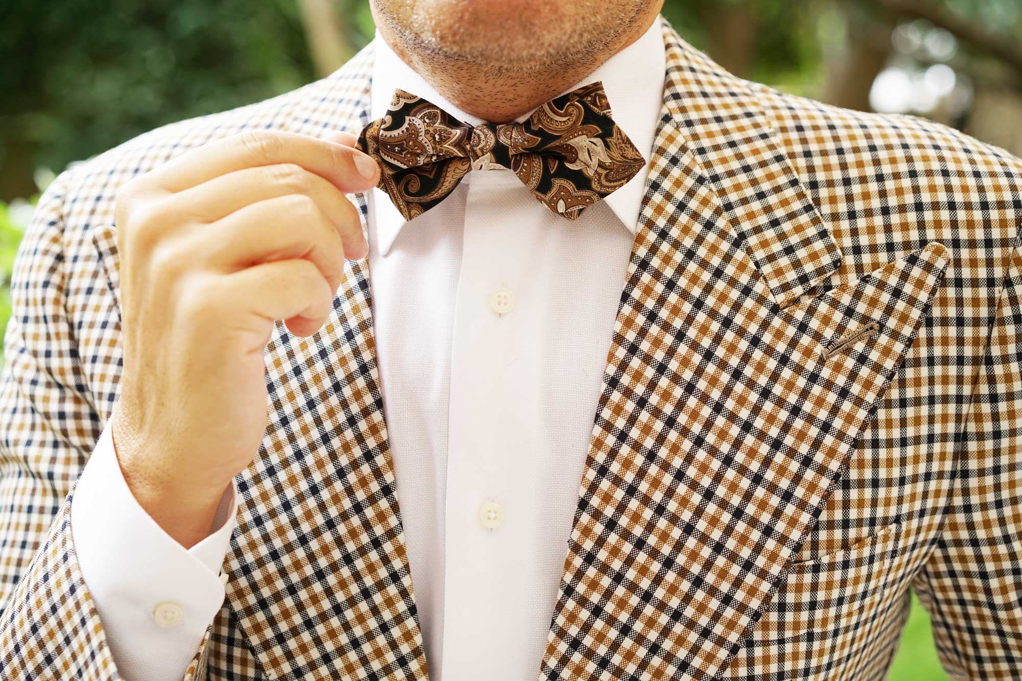 Filicudi Brown Paisley Diamond Bow Tie - Image 8