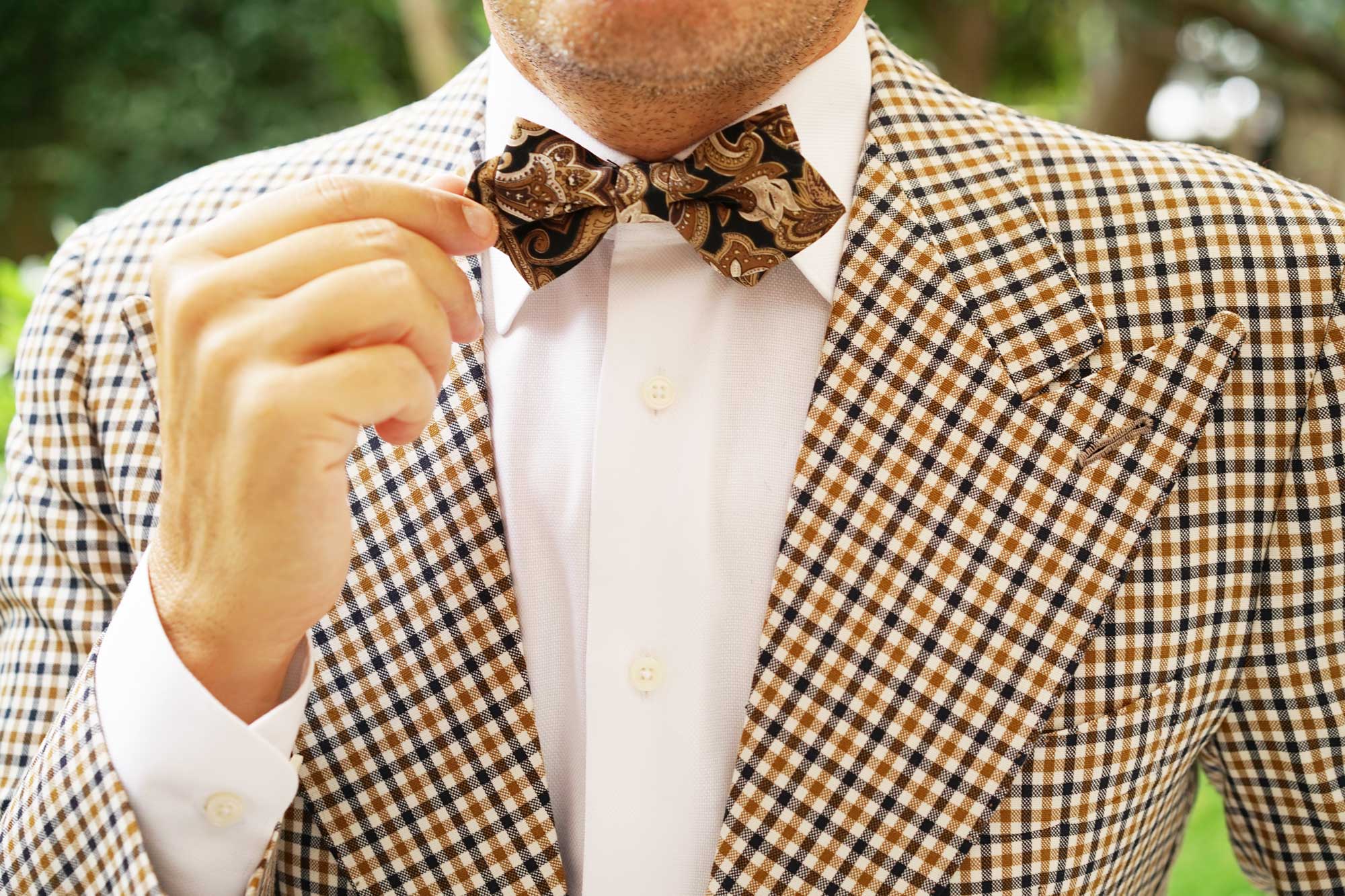 Filicudi Brown Paisley Diamond Bow Tie - Image 9