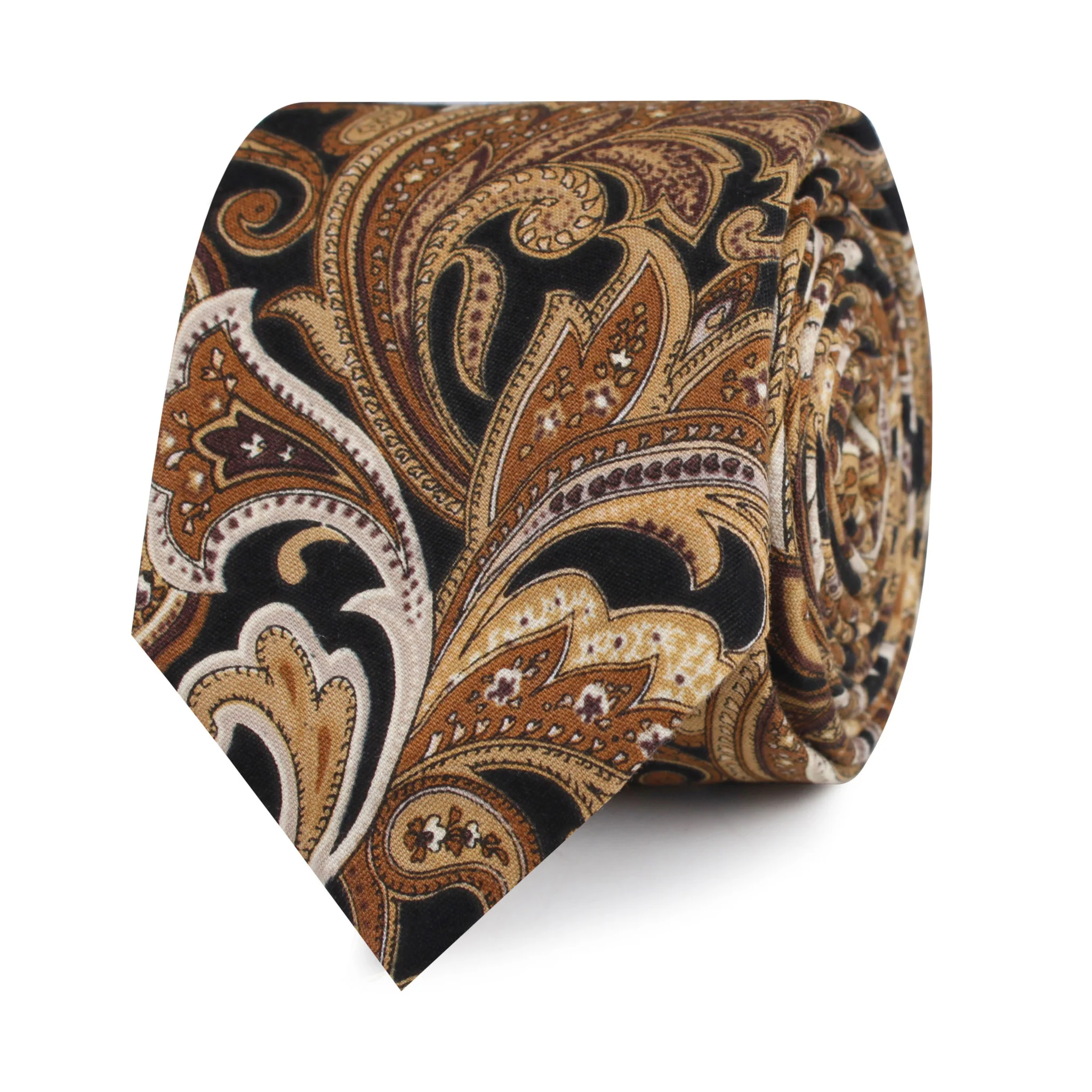 Filicudi Brown Paisley Skinny Tie - Image 2