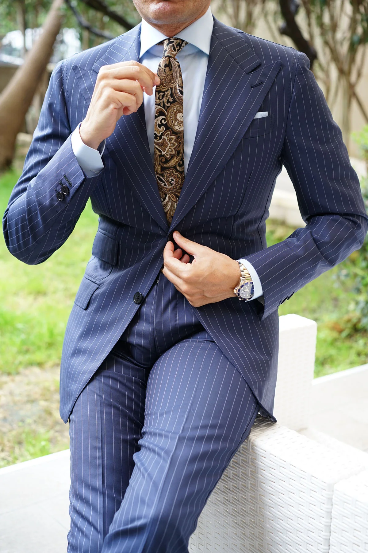Filicudi Brown Paisley Skinny Tie - Image 8