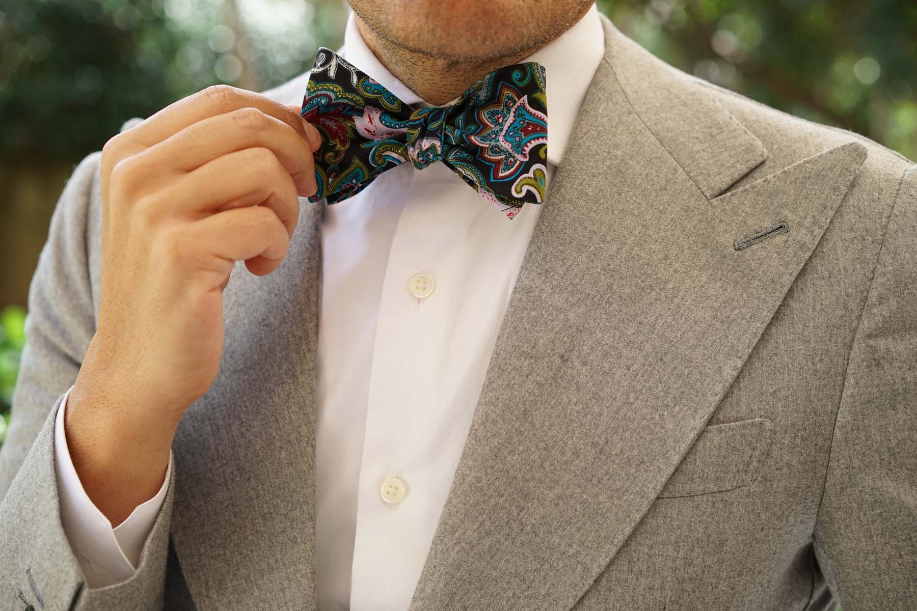 Filicudi Maroon & Green Paisley Self Bow Tie - Image 8