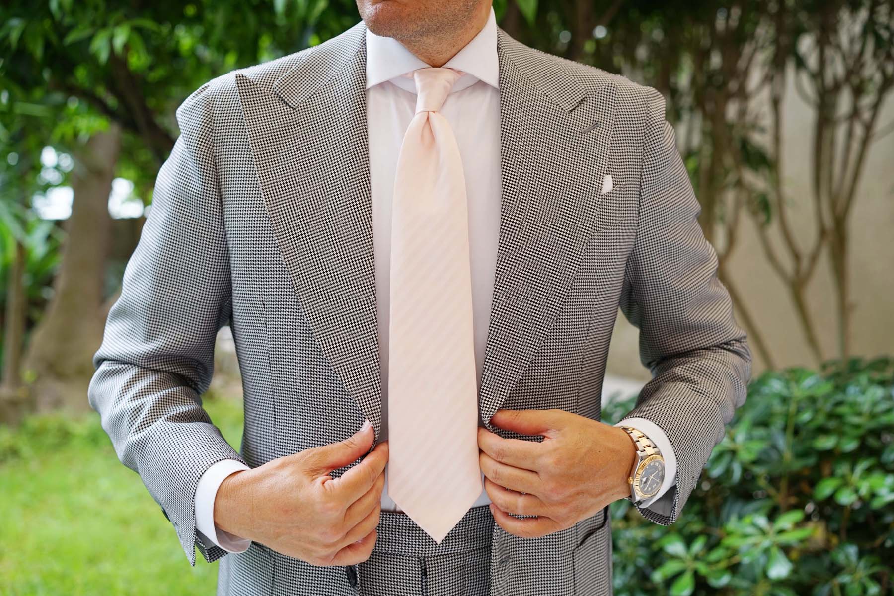 Flamenco Blush Pink Striped Necktie - Image 4