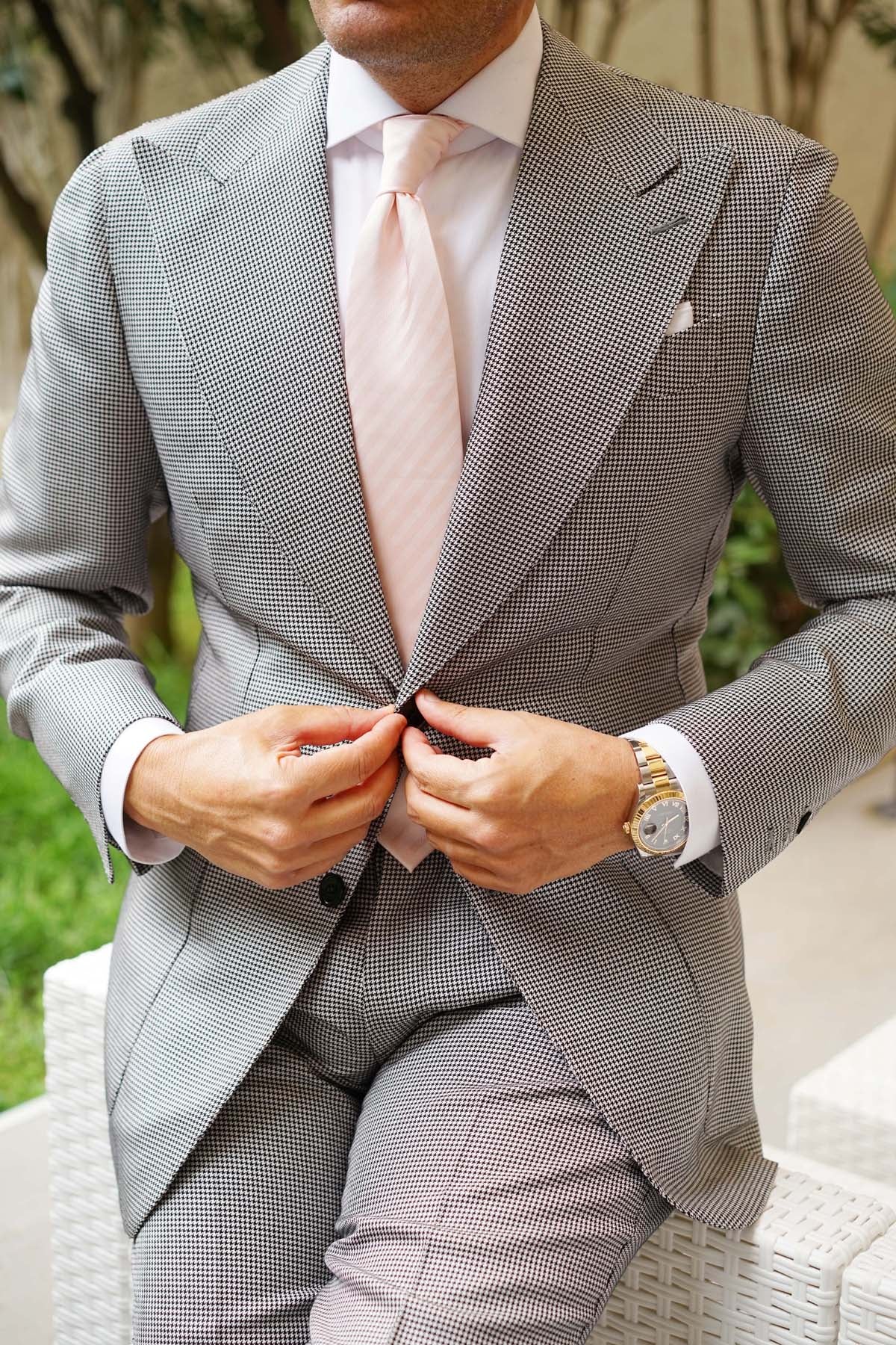 Flamenco Blush Pink Striped Necktie - Image 7