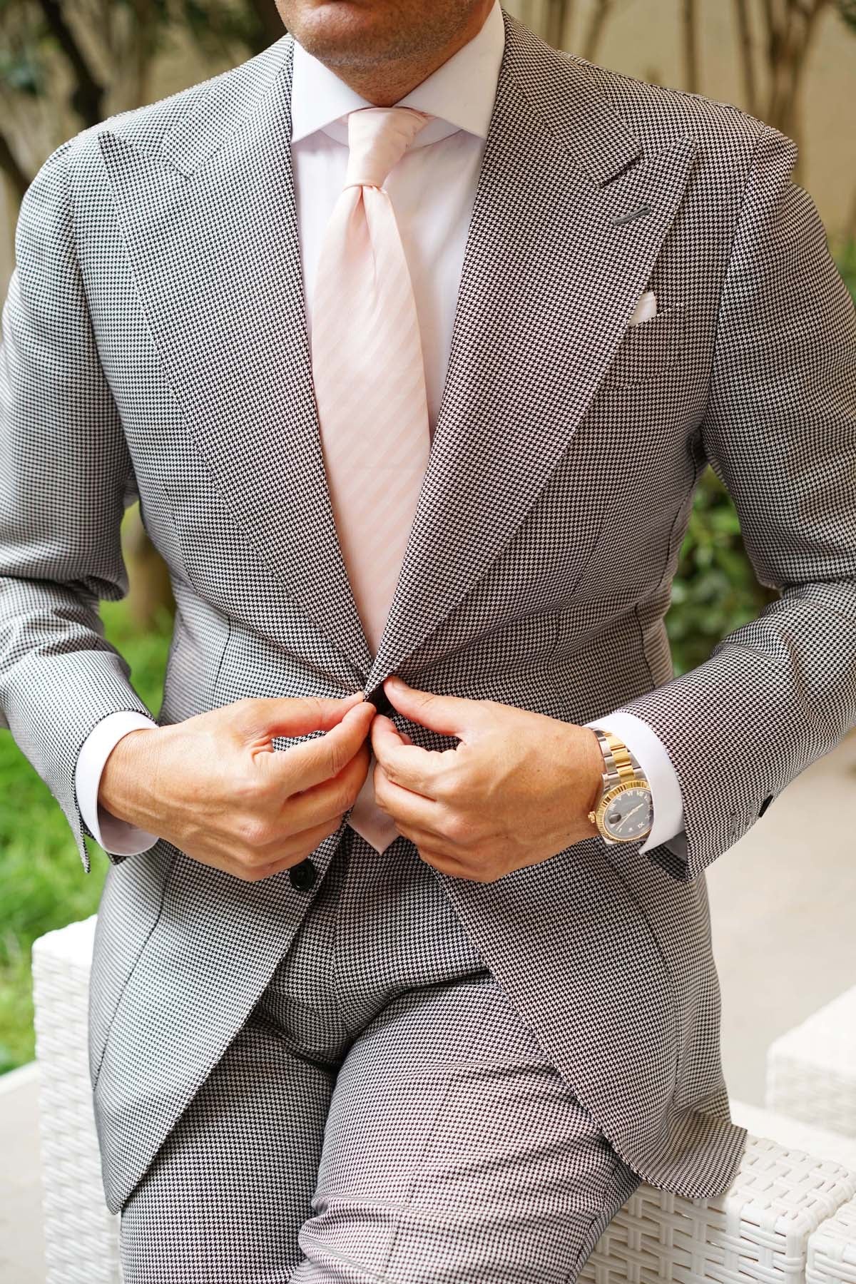 Flamenco Blush Pink Striped Necktie - Image 9